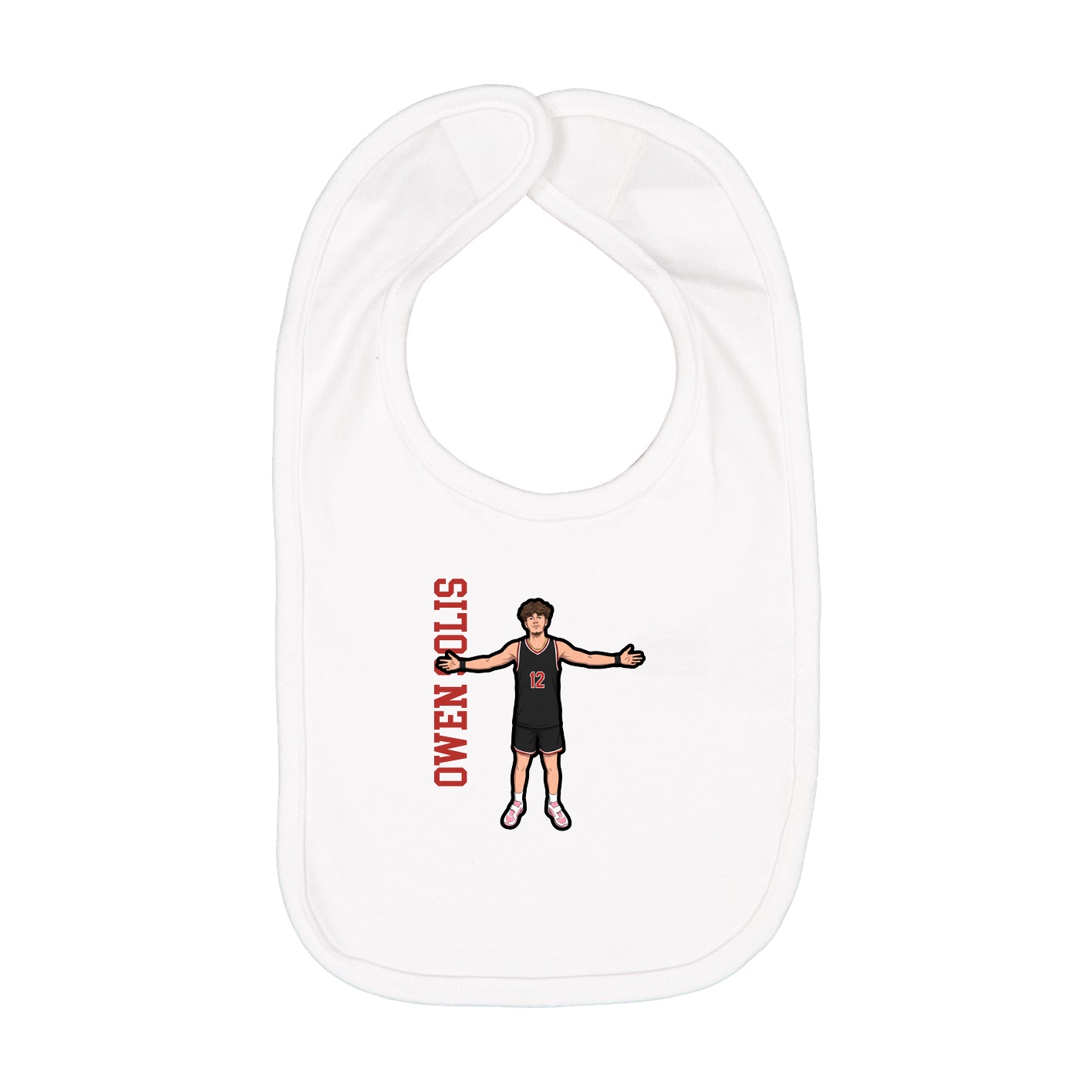 Infant Bib — Name Vertical in White