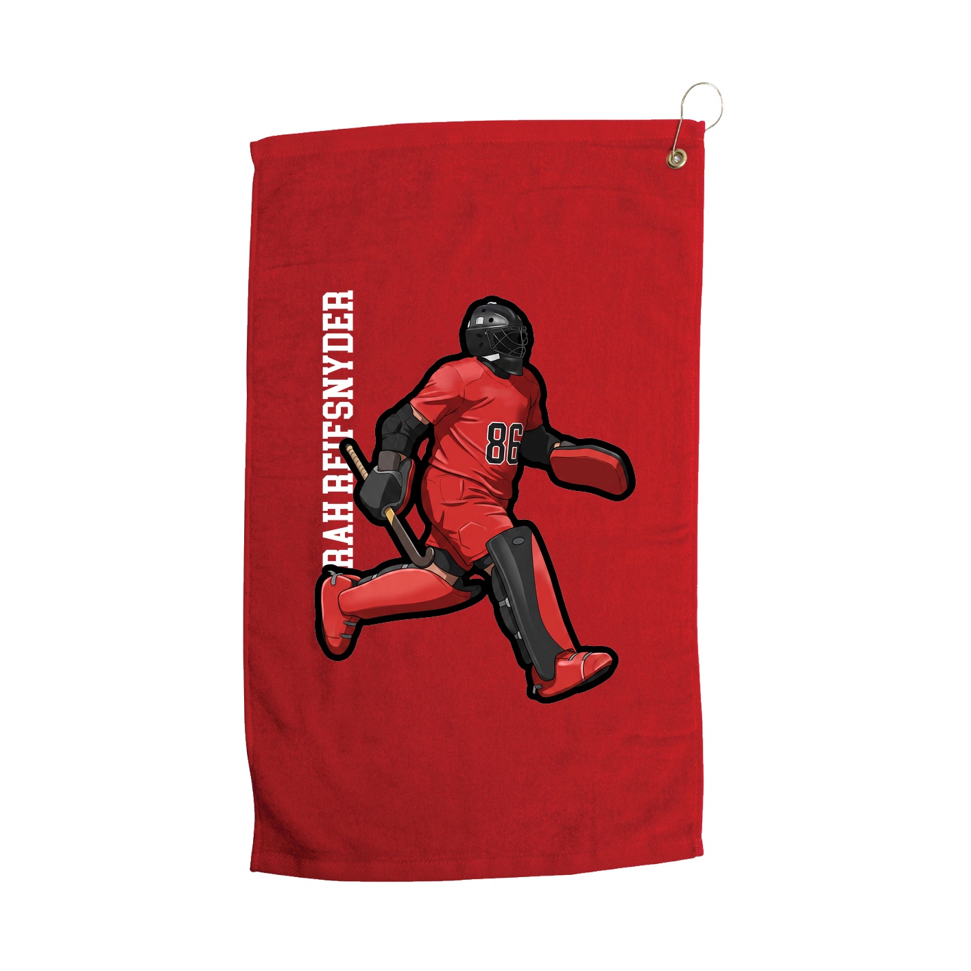 Golf Towel — Name Vertical in Red