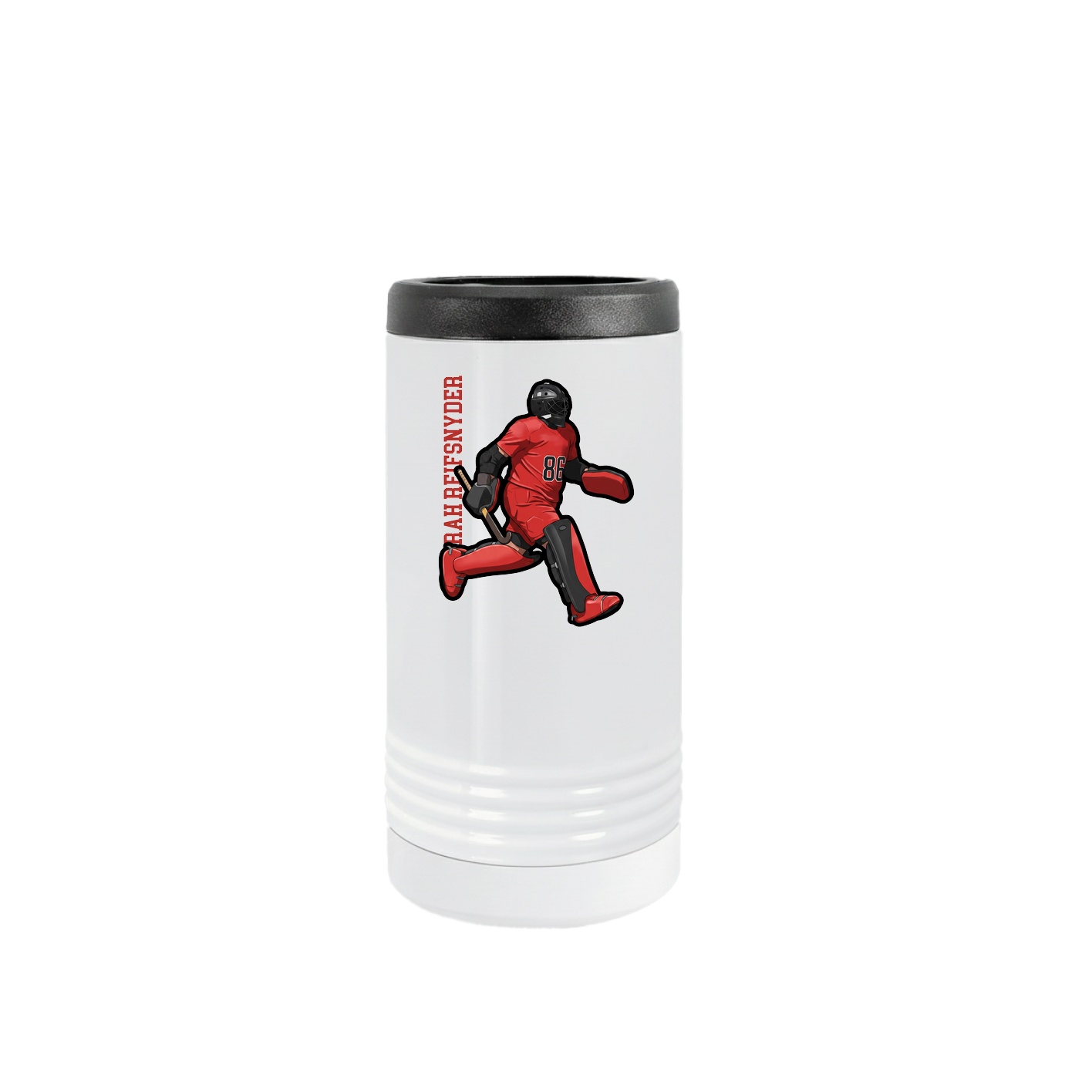 Slim Beverage Holder — Name Vertical in White