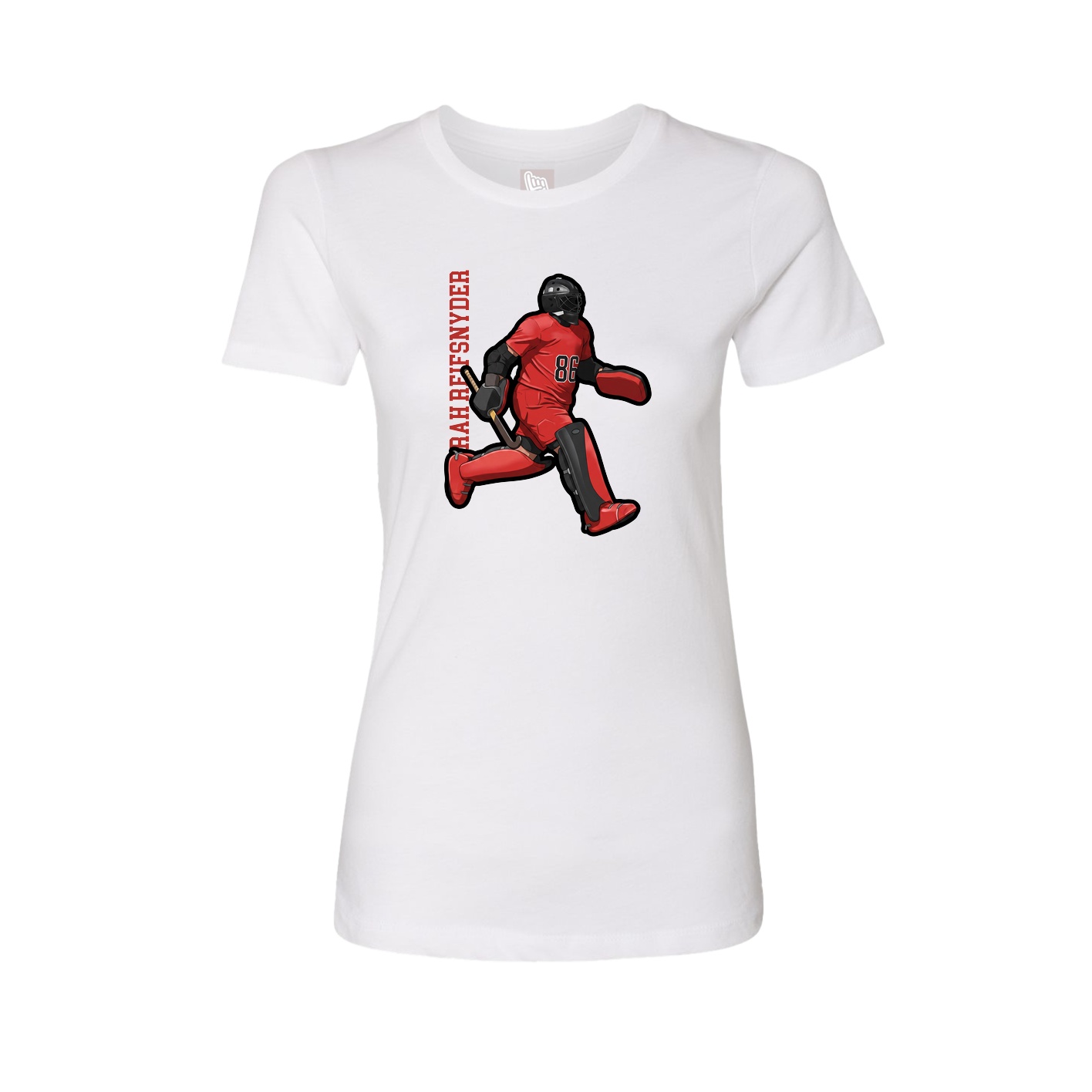 Fitted Women's Tee — Name Vertical in White