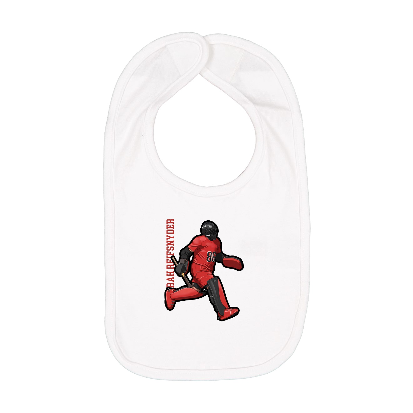 Infant Bib — Name Vertical in White