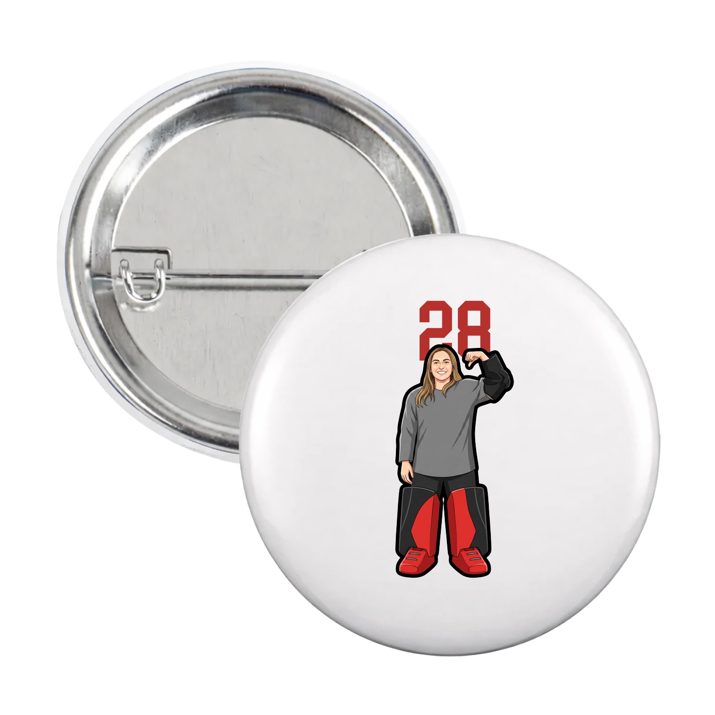 Game Day Button — Number Top in White