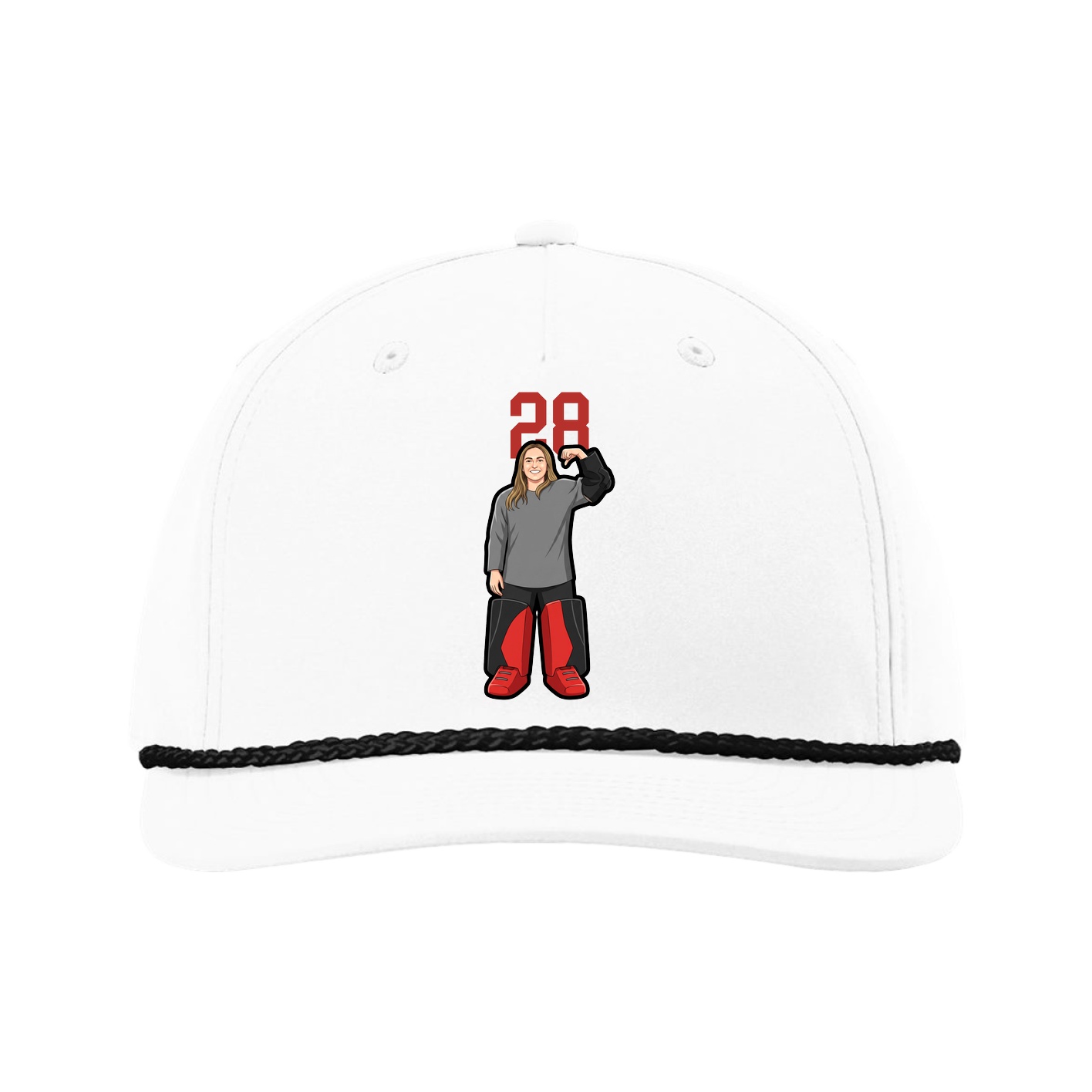 Five-Panel Classic Rope Cap — Number Top in White