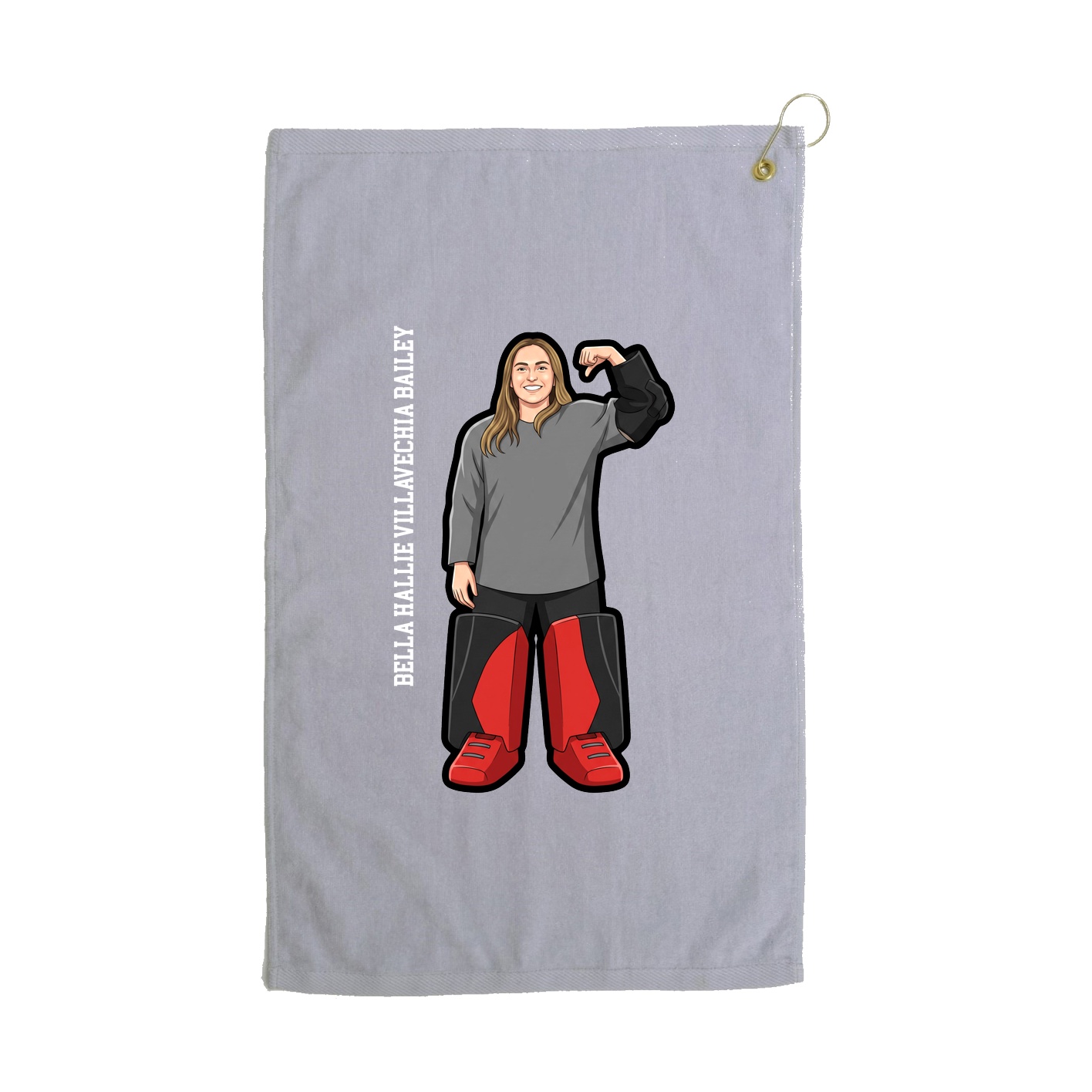 Golf Towel — Name Vertical in Grey