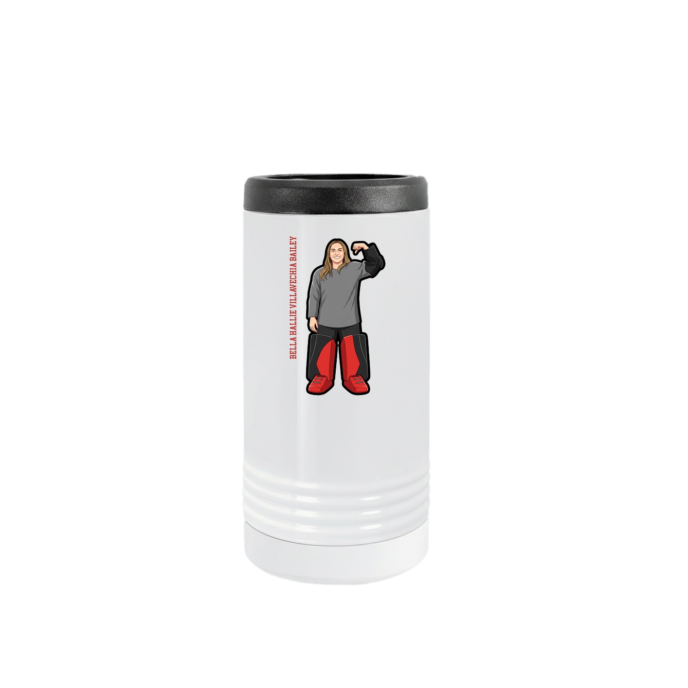 Slim Beverage Holder — Name Vertical in White