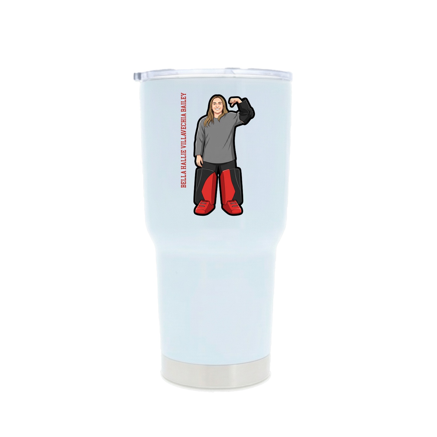 30oz Stainless Steel Tumbler — Name Vertical in White