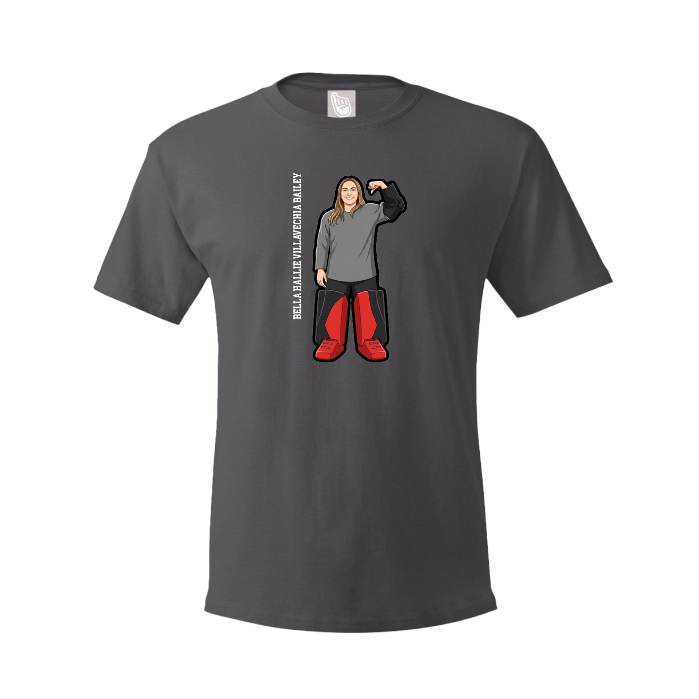 Tee — Name Vertical in Grey
