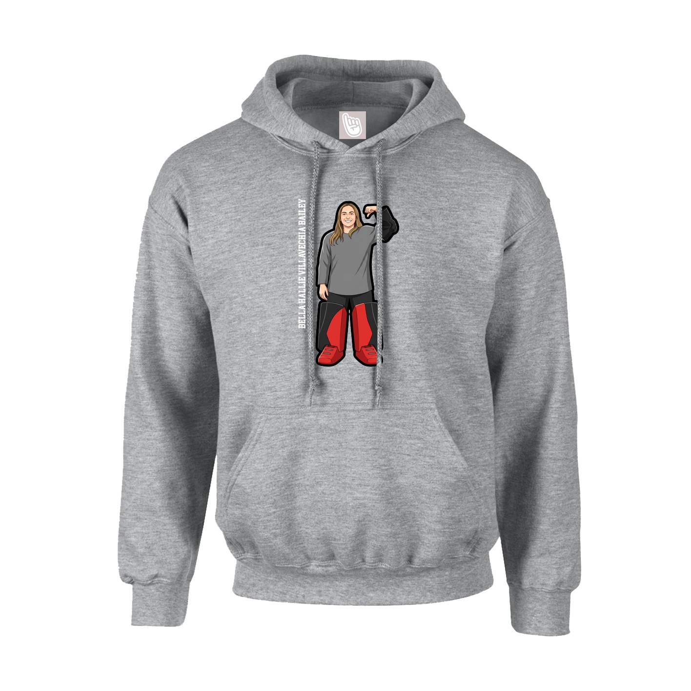 Youth Hoodie — Name Vertical in Grey