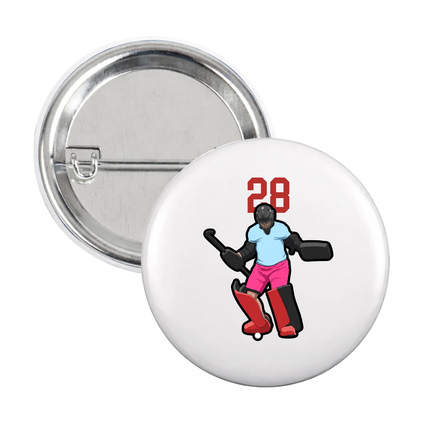 Game Day Button — Number Top in White