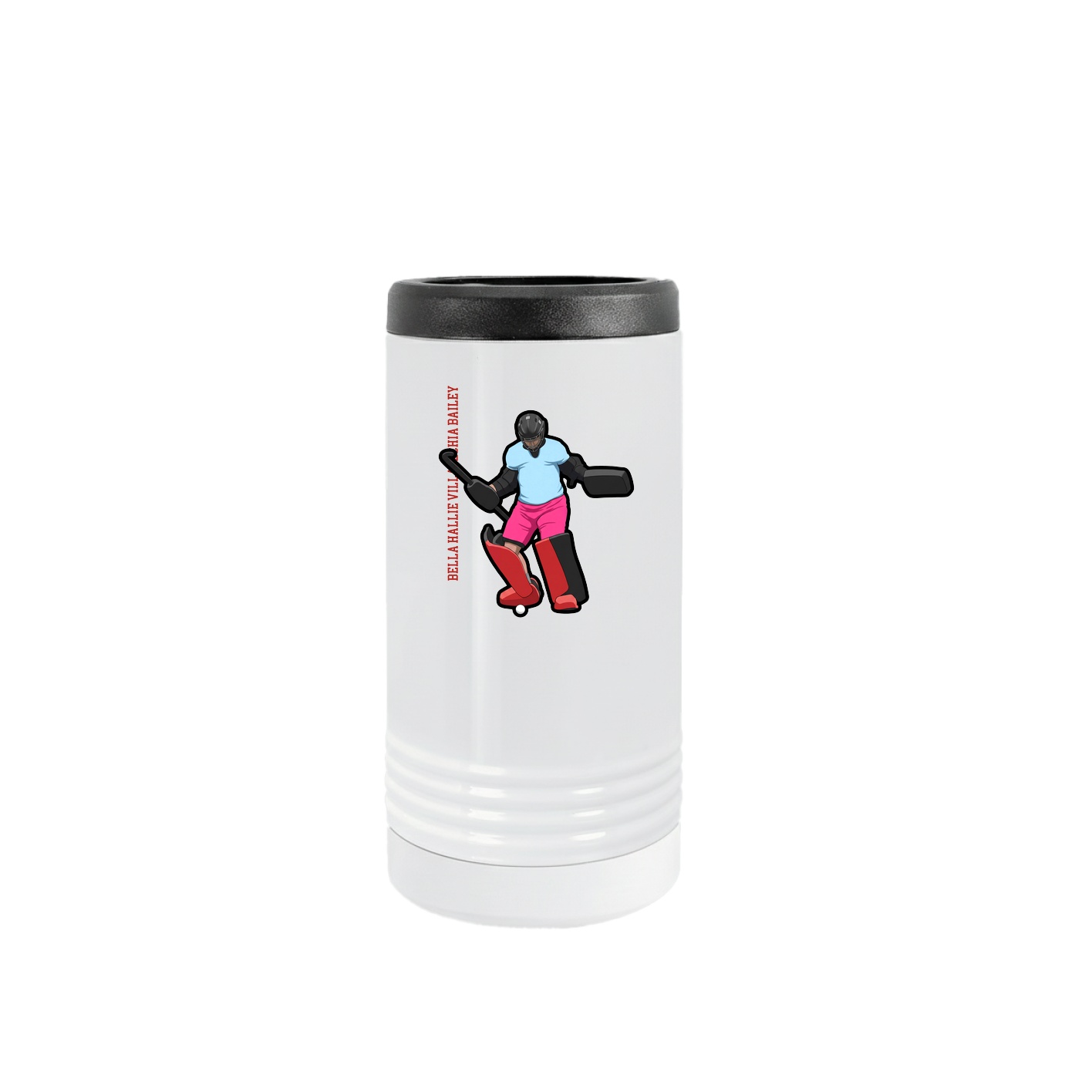 Slim Beverage Holder — Name Vertical in White