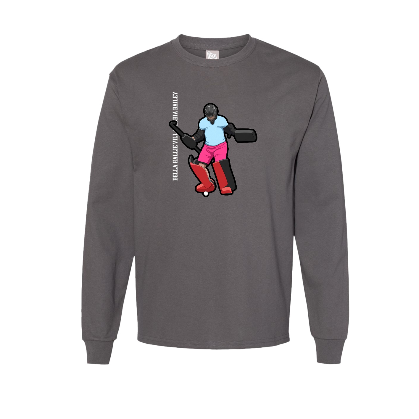 Long Sleeve Tee — Name Vertical in Grey