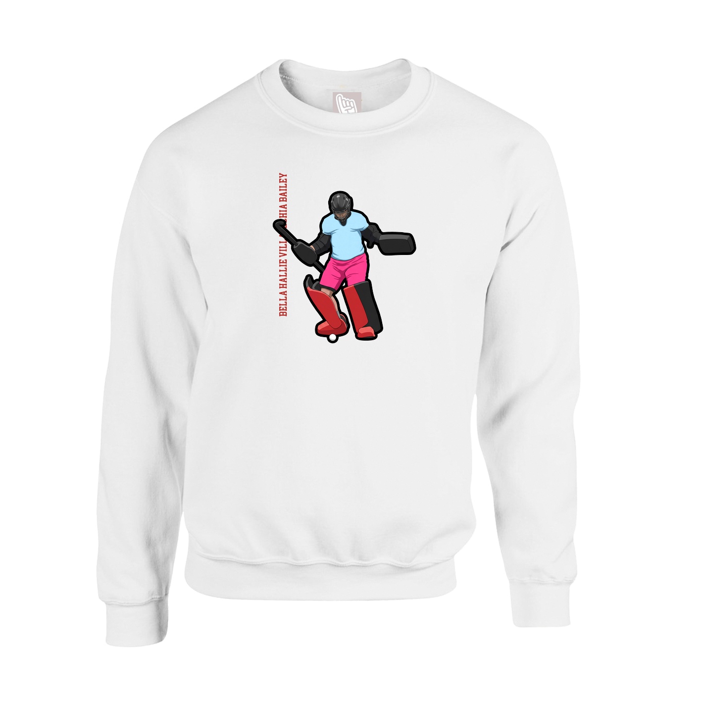 Fleece Crew — Name Vertical in White