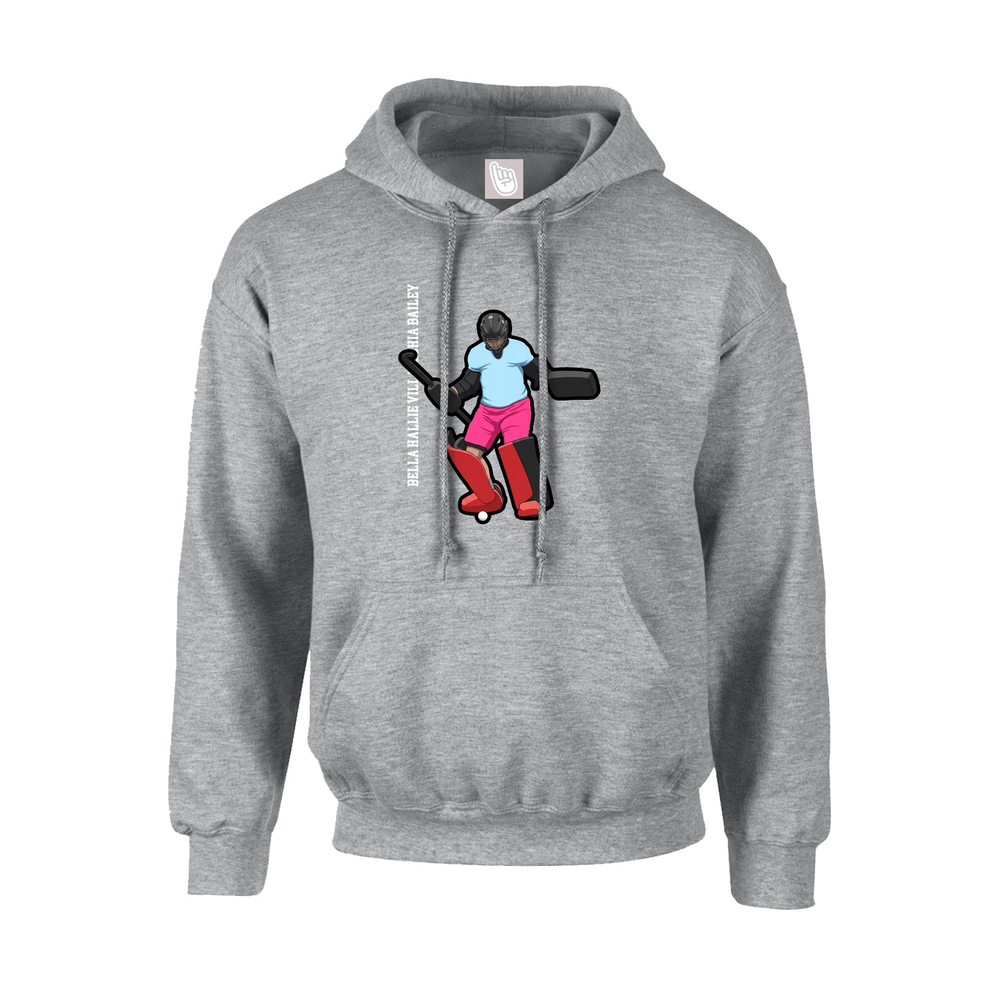 Youth Hoodie — Name Vertical in Grey