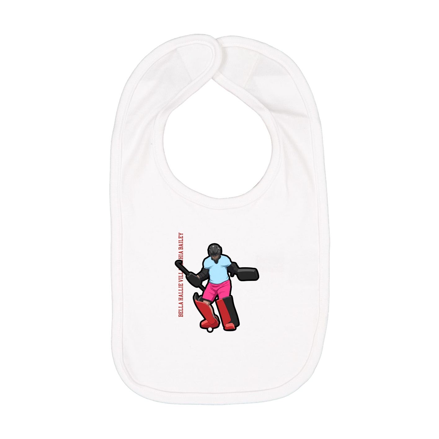 Infant Bib — Name Vertical in White