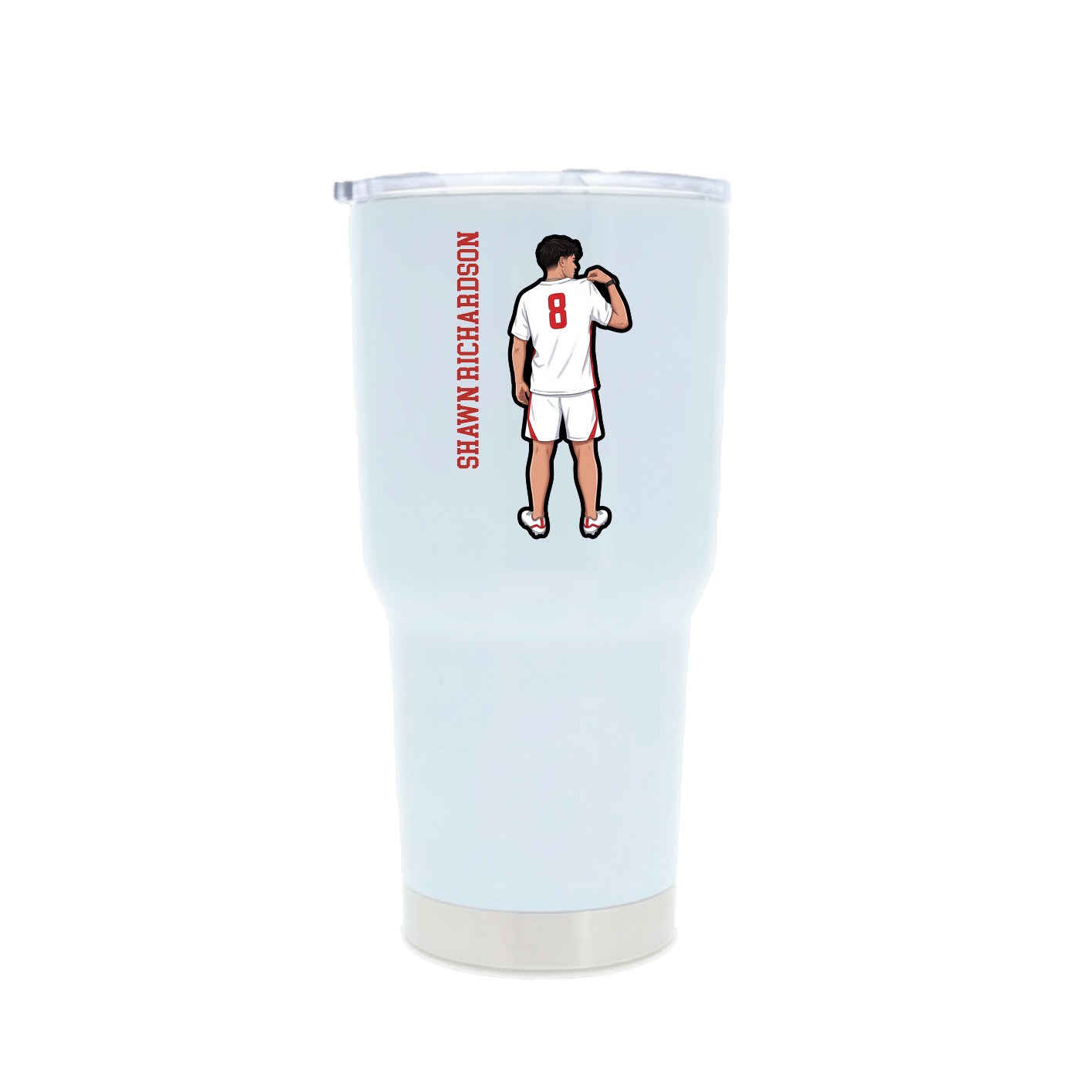 30oz Stainless Steel Tumbler — Name Vertical in White