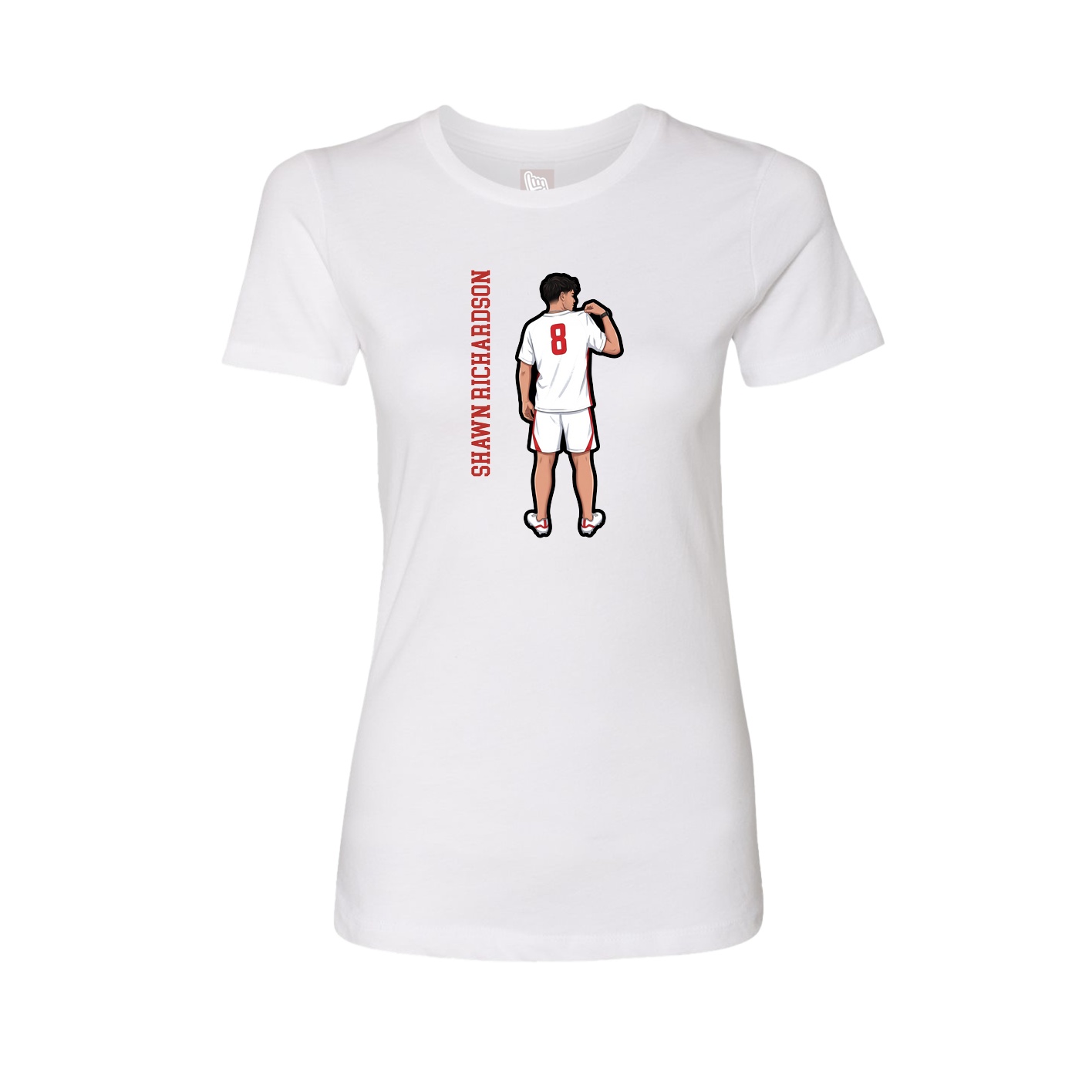 Fitted Women's Tee — Name Vertical in White
