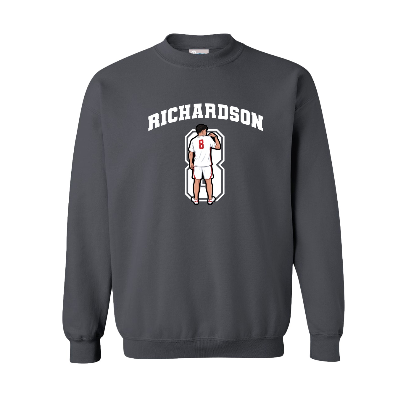 Fleece Crew — Number in Grey