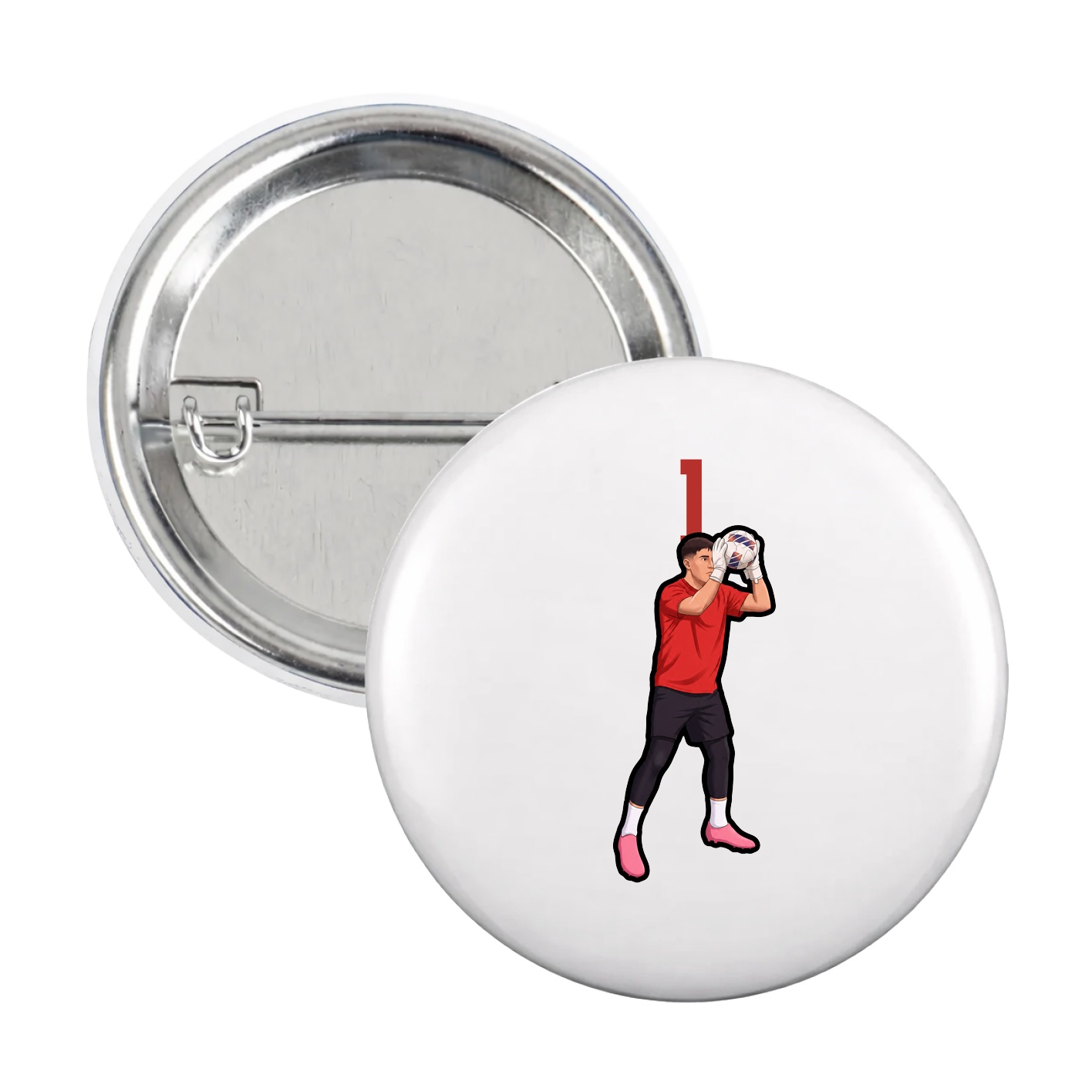 Game Day Button — Number Top in White