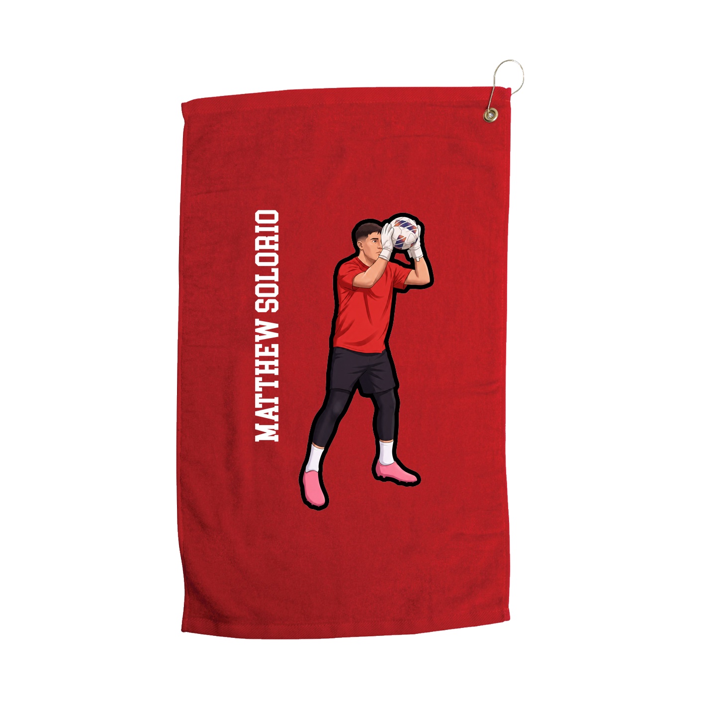 Golf Towel — Name Vertical in Red