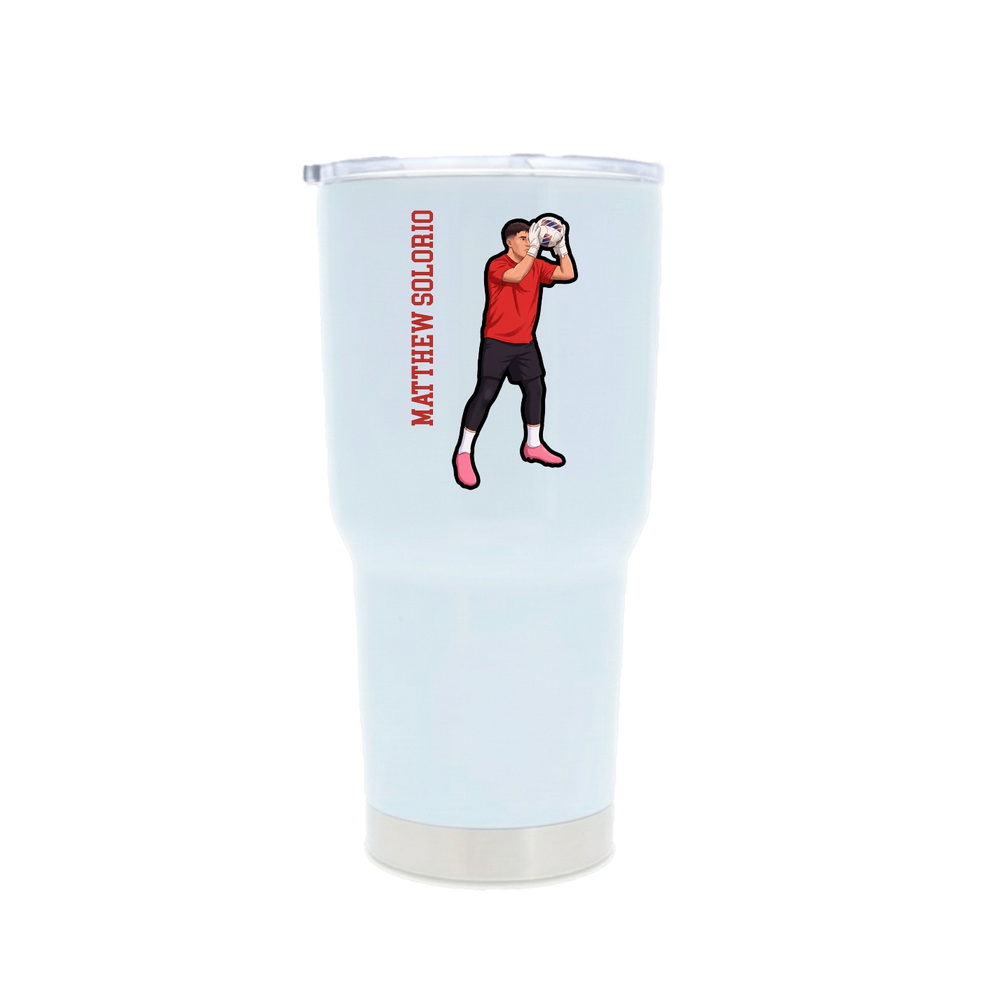 30oz Stainless Steel Tumbler — Name Vertical in White