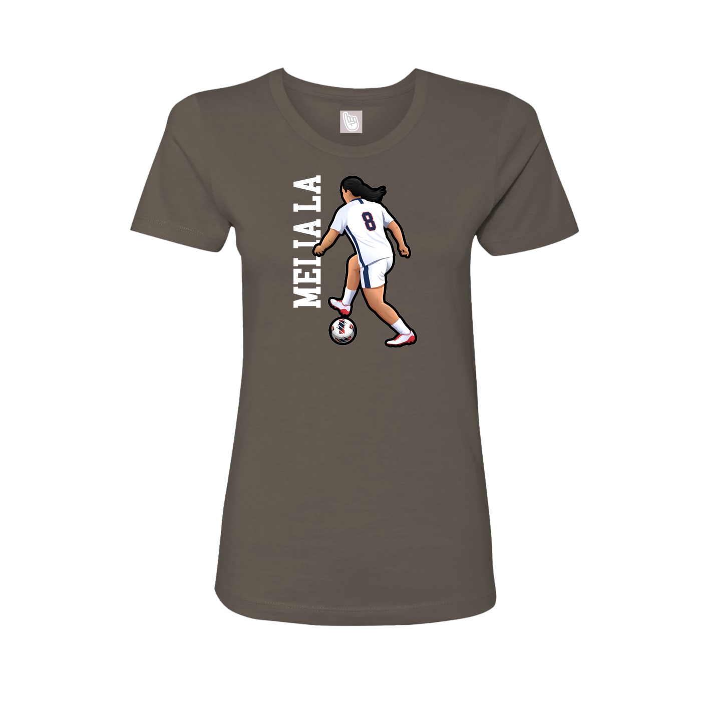 Fitted Women's Tee — Name Vertical in Grey