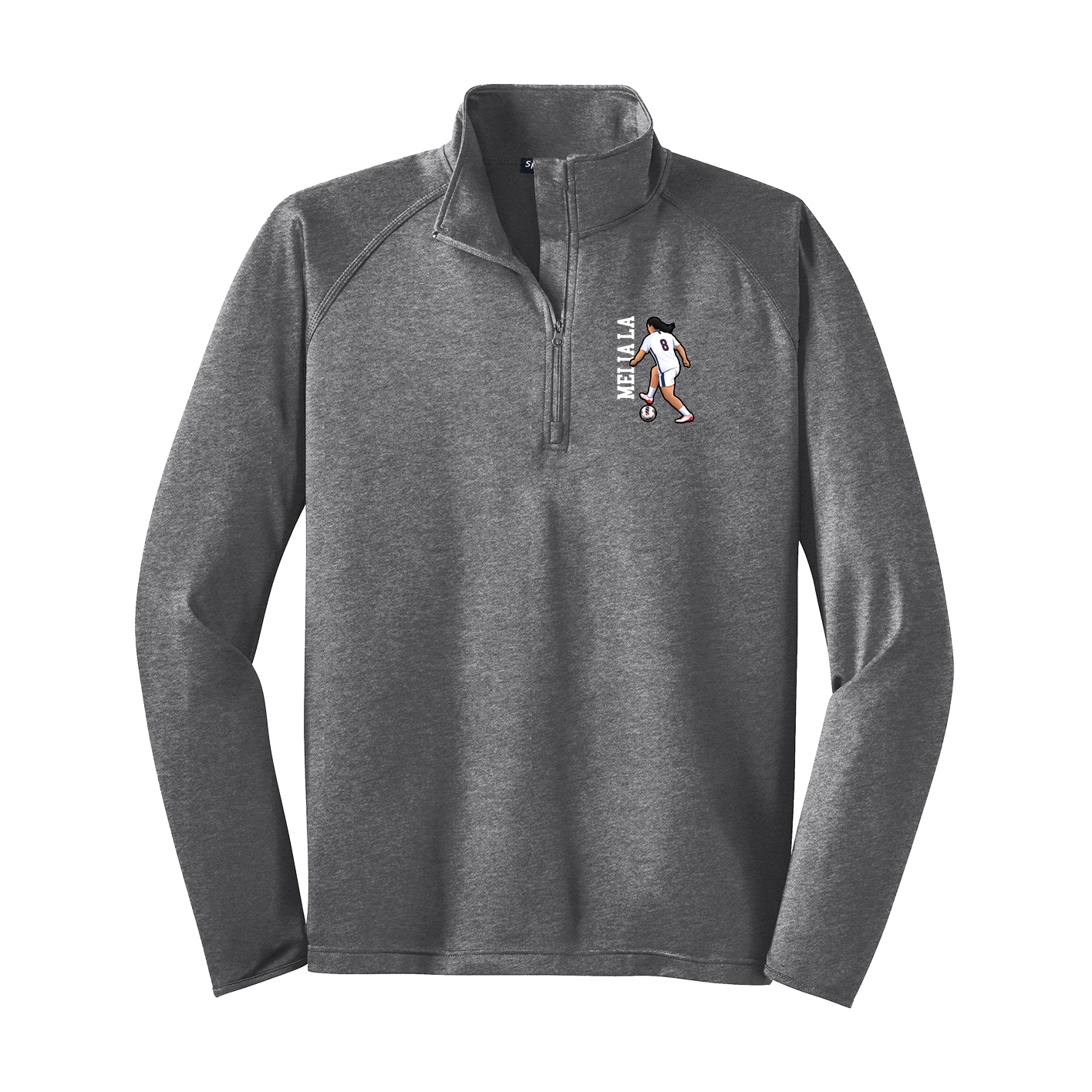 Q-Zip Pullover — Name Vertical in Grey