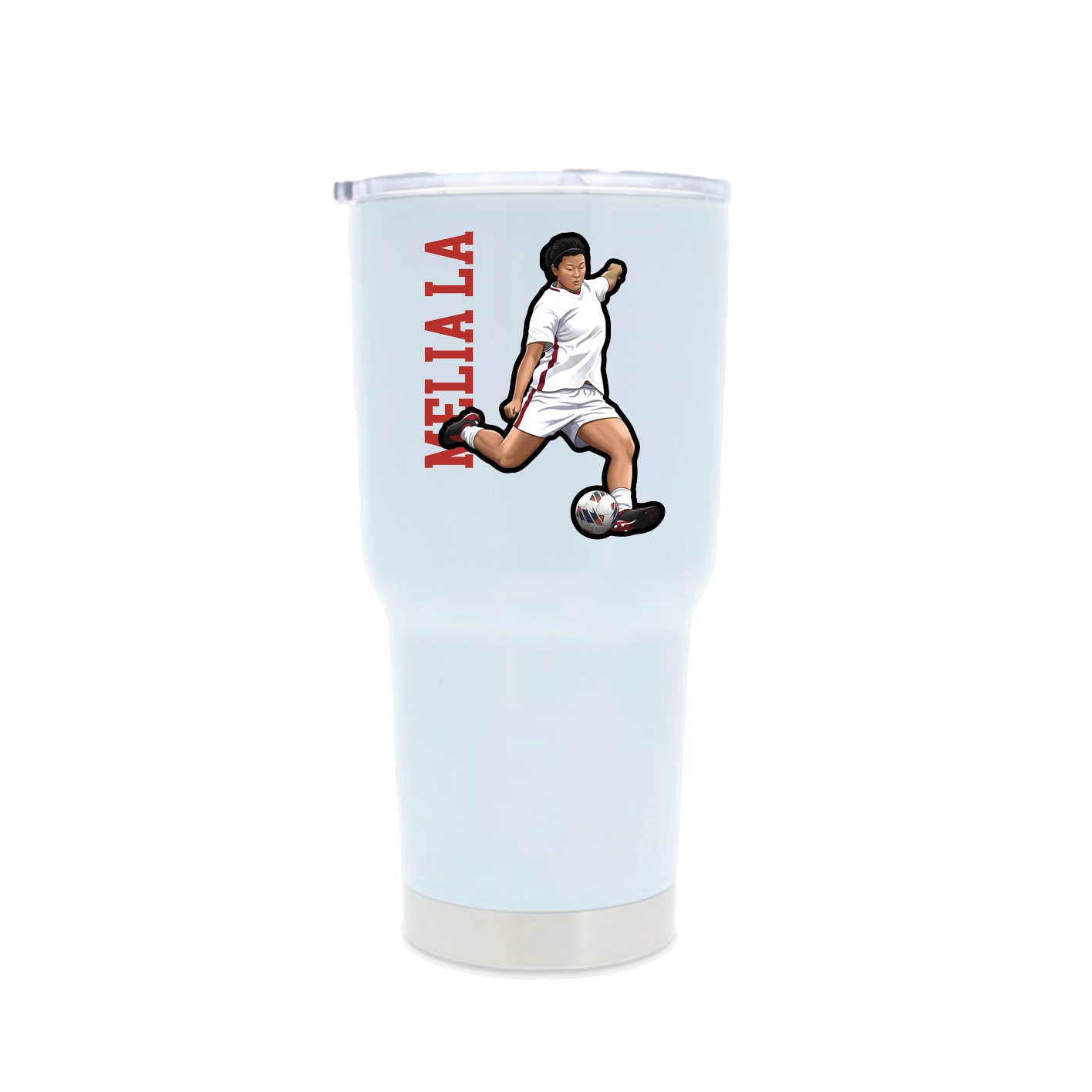30oz Stainless Steel Tumbler — Name Vertical in White