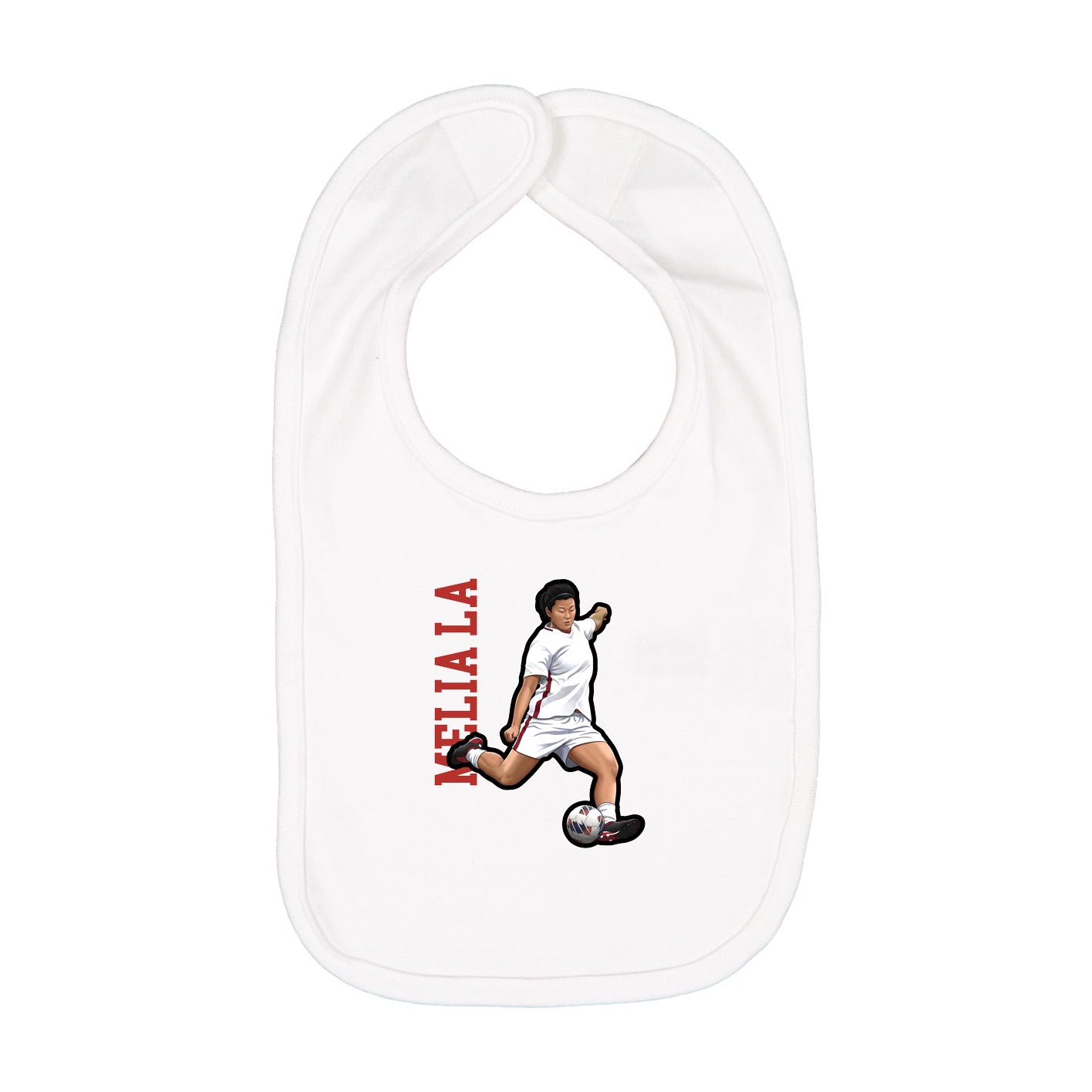 Infant Bib — Name Vertical in White