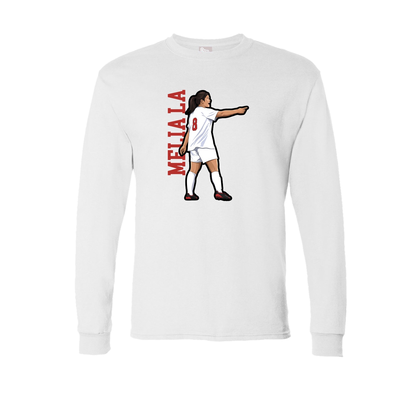 Long Sleeve Tee — Name Vertical in White