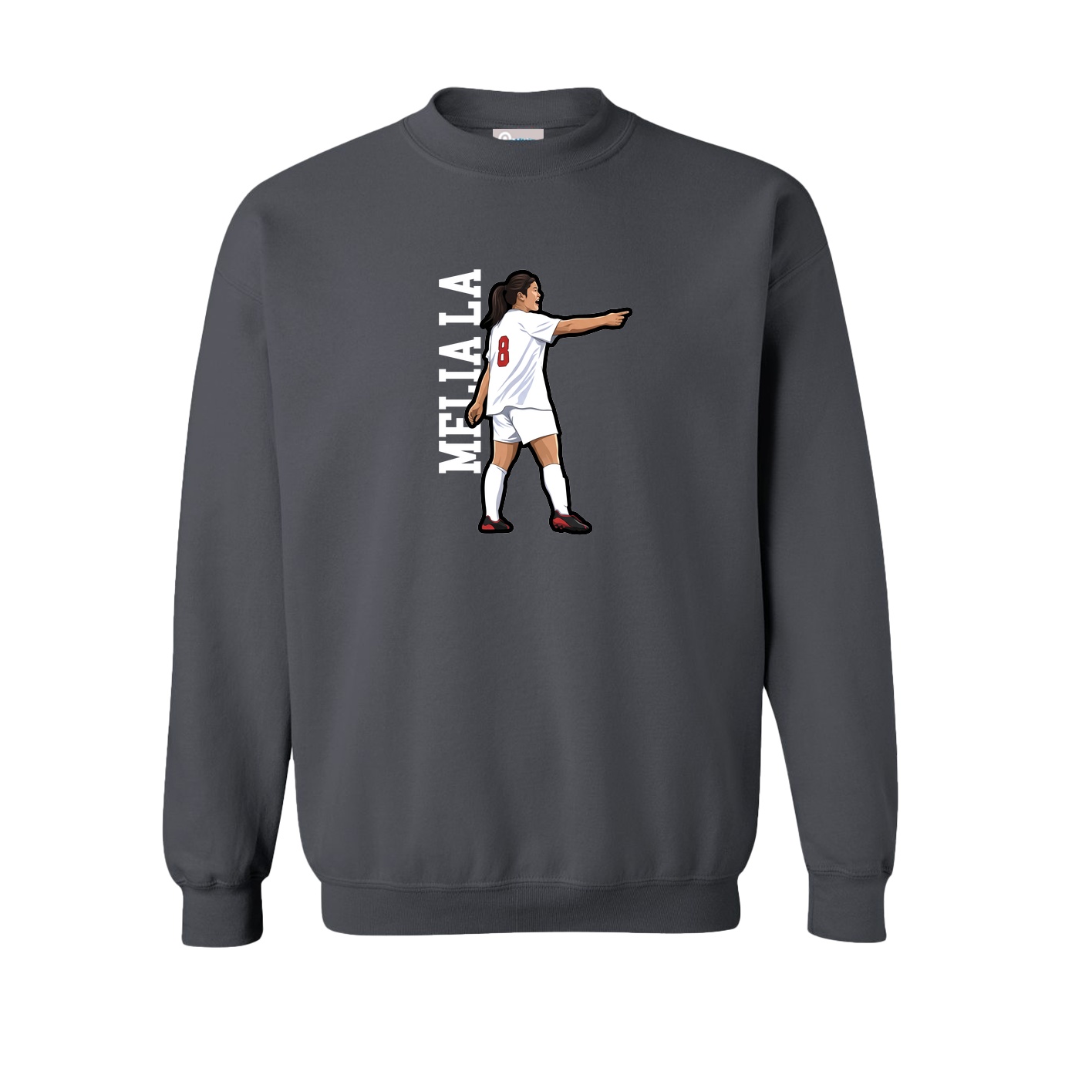Fleece Crew — Name Vertical in Grey