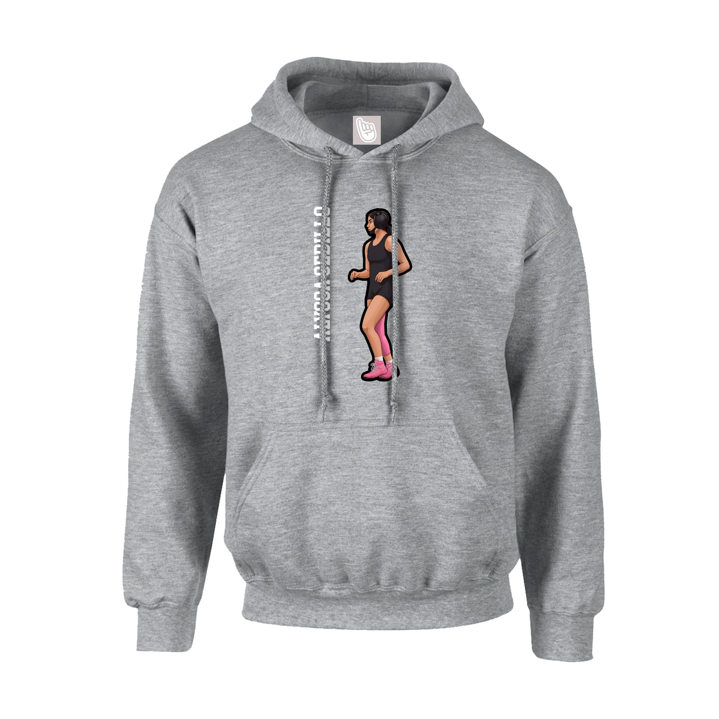 Youth Hoodie — Name Vertical in Grey
