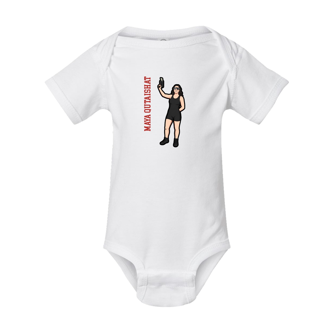 Baby Onesie — Name Vertical in White