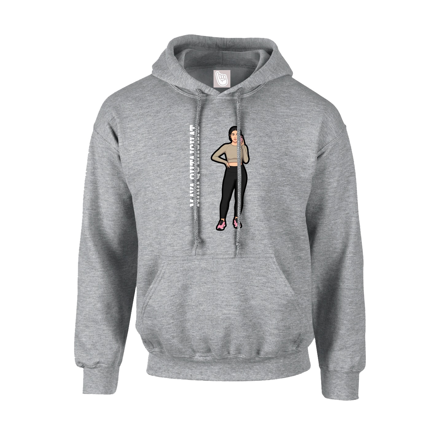 Hoodie — Name Vertical in Grey