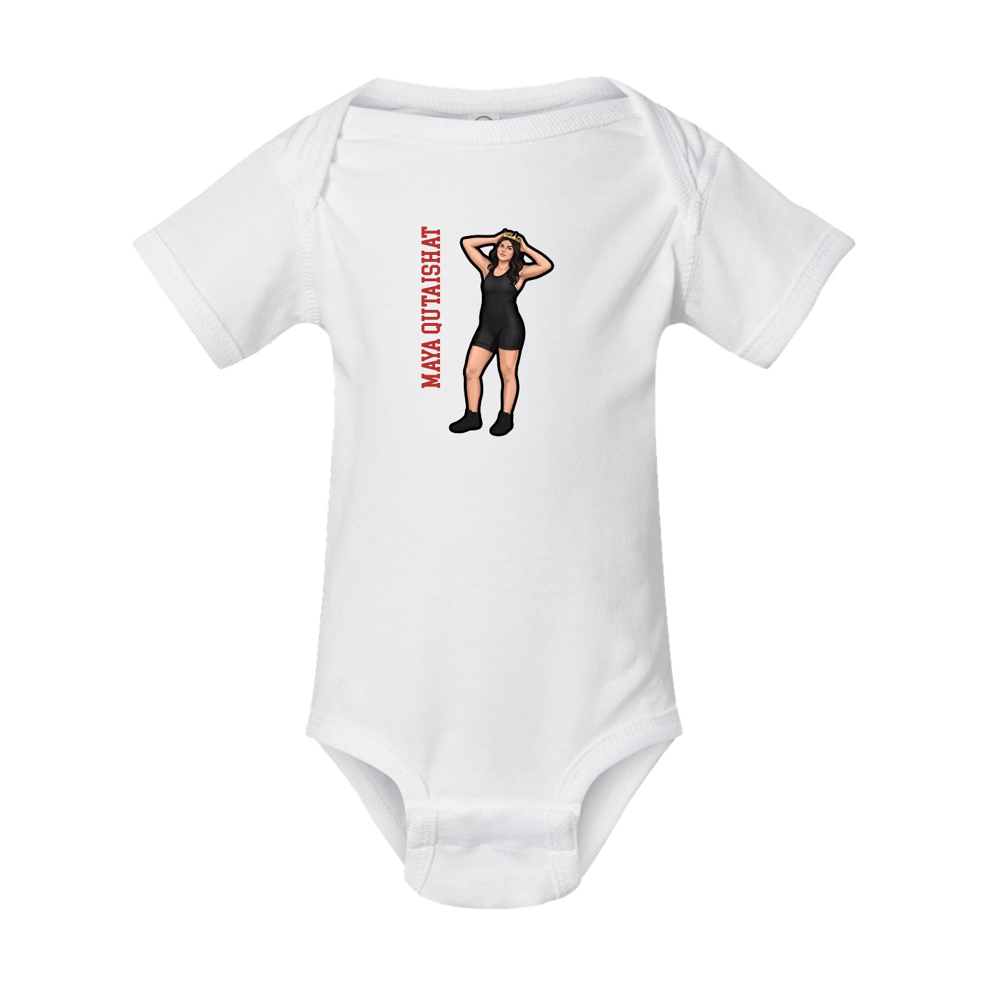 Baby Onesie — Name Vertical in White
