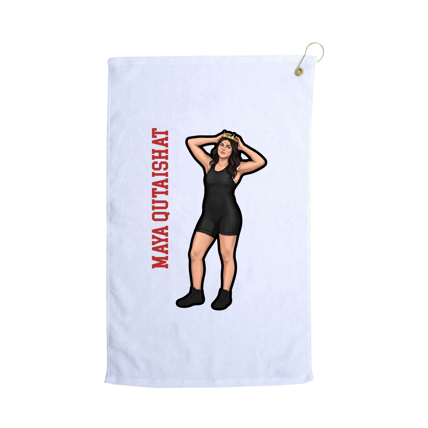 Golf Towel — Name Vertical in White
