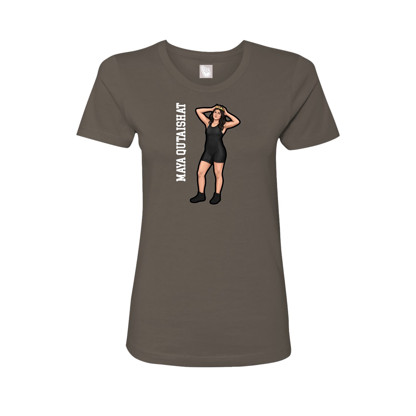 Fitted Women's Tee — Name Vertical in Grey