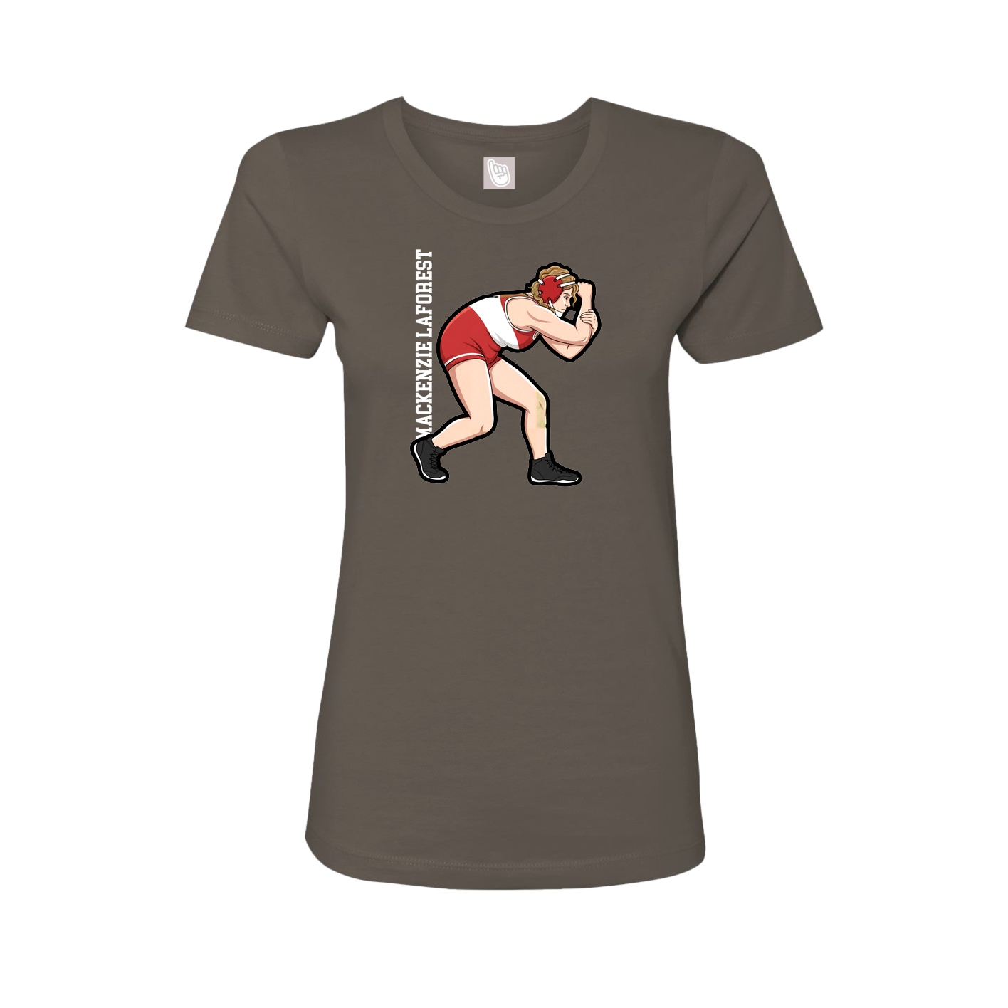 Fitted Women's Tee — Name Vertical in Grey