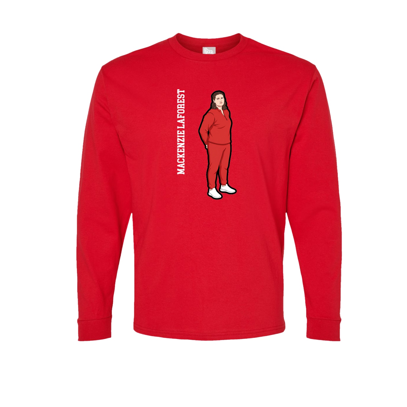 Long Sleeve Tee — Name Vertical in Red