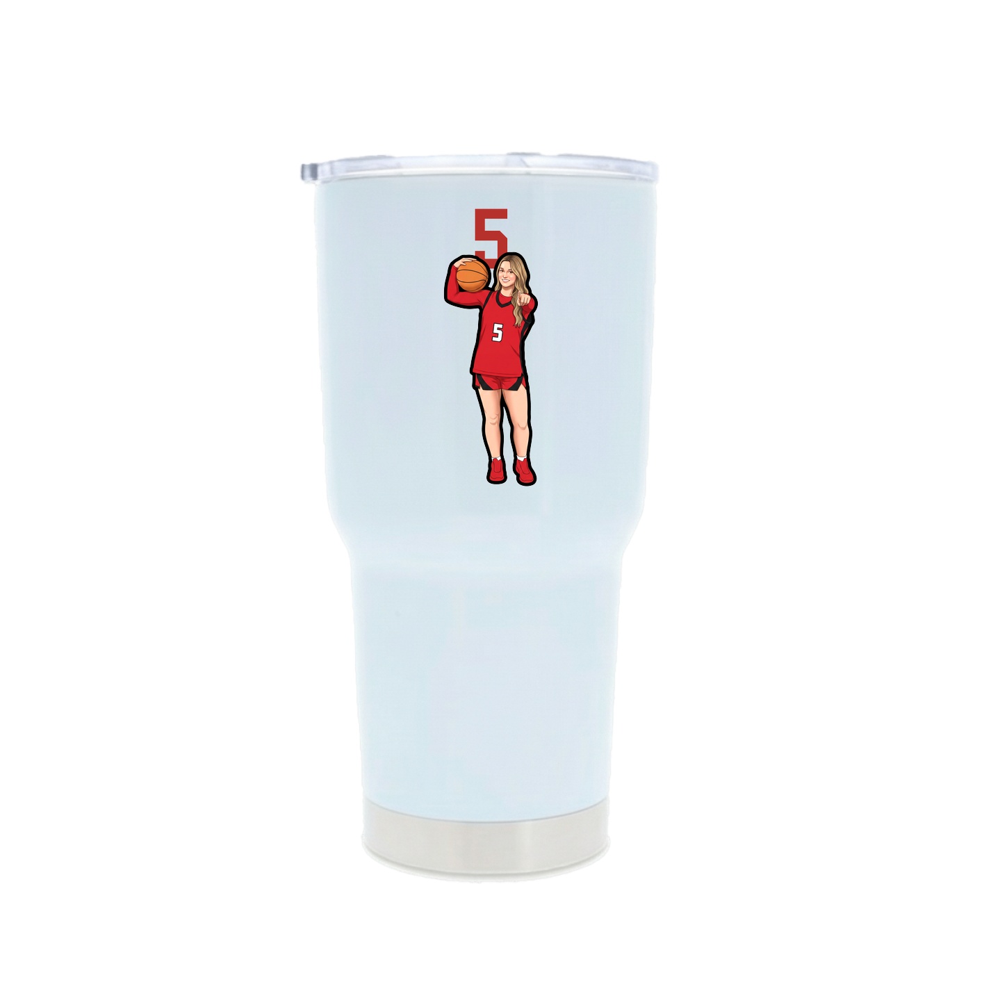 30oz Stainless Steel Tumbler — Number Top in White