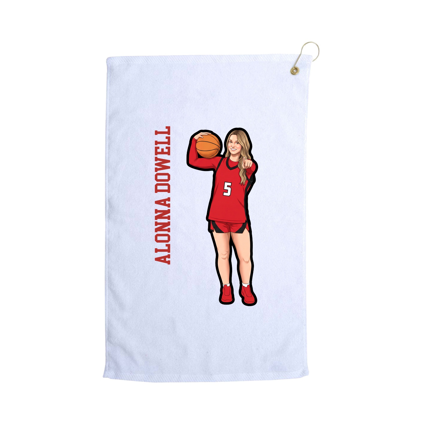 Golf Towel — Name Vertical in White