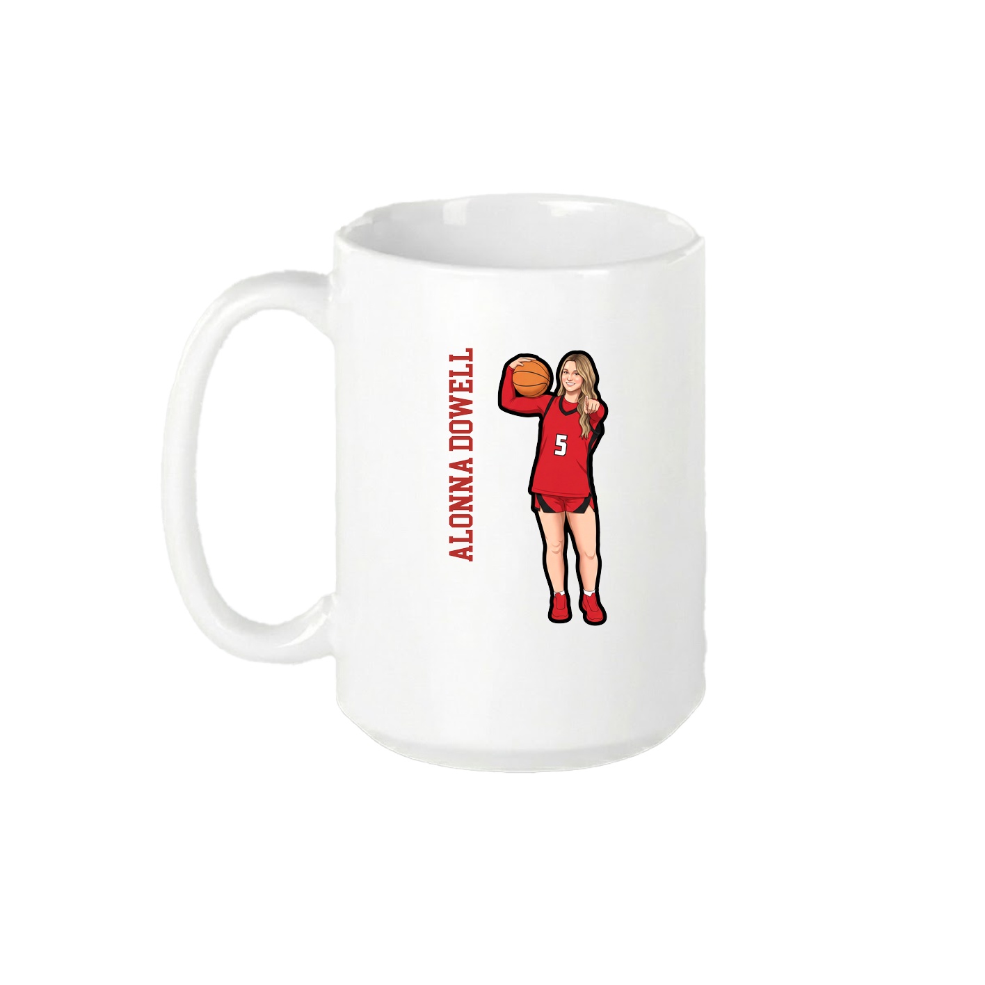 15oz Coffee Mug — Name Vertical in White