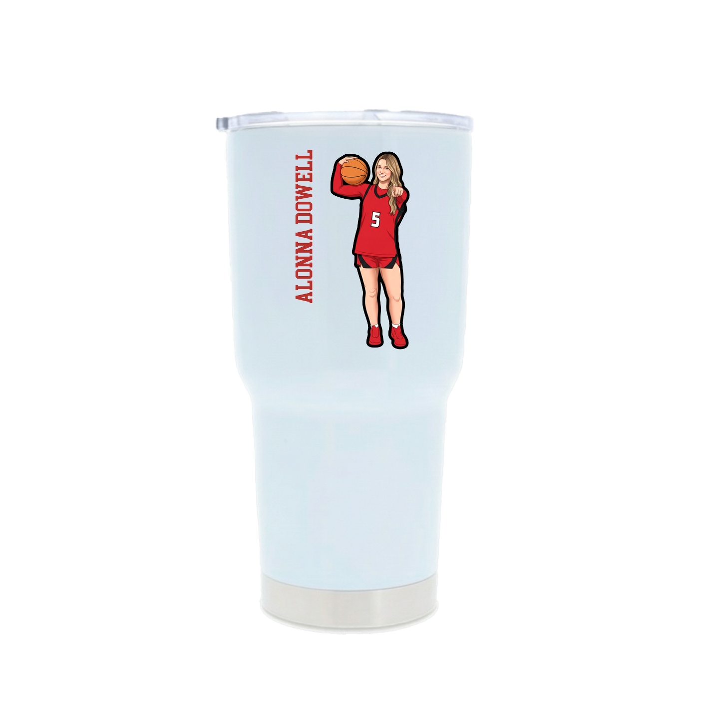 30oz Stainless Steel Tumbler — Name Vertical in White
