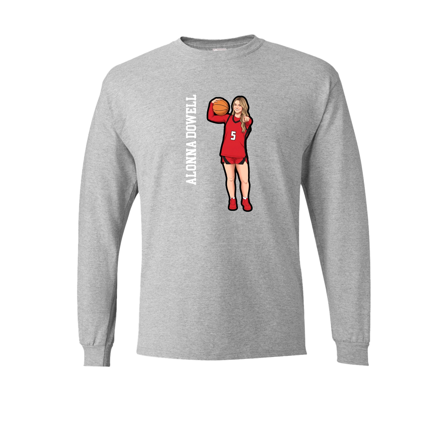 Long Sleeve Tee — Name Vertical in Grey