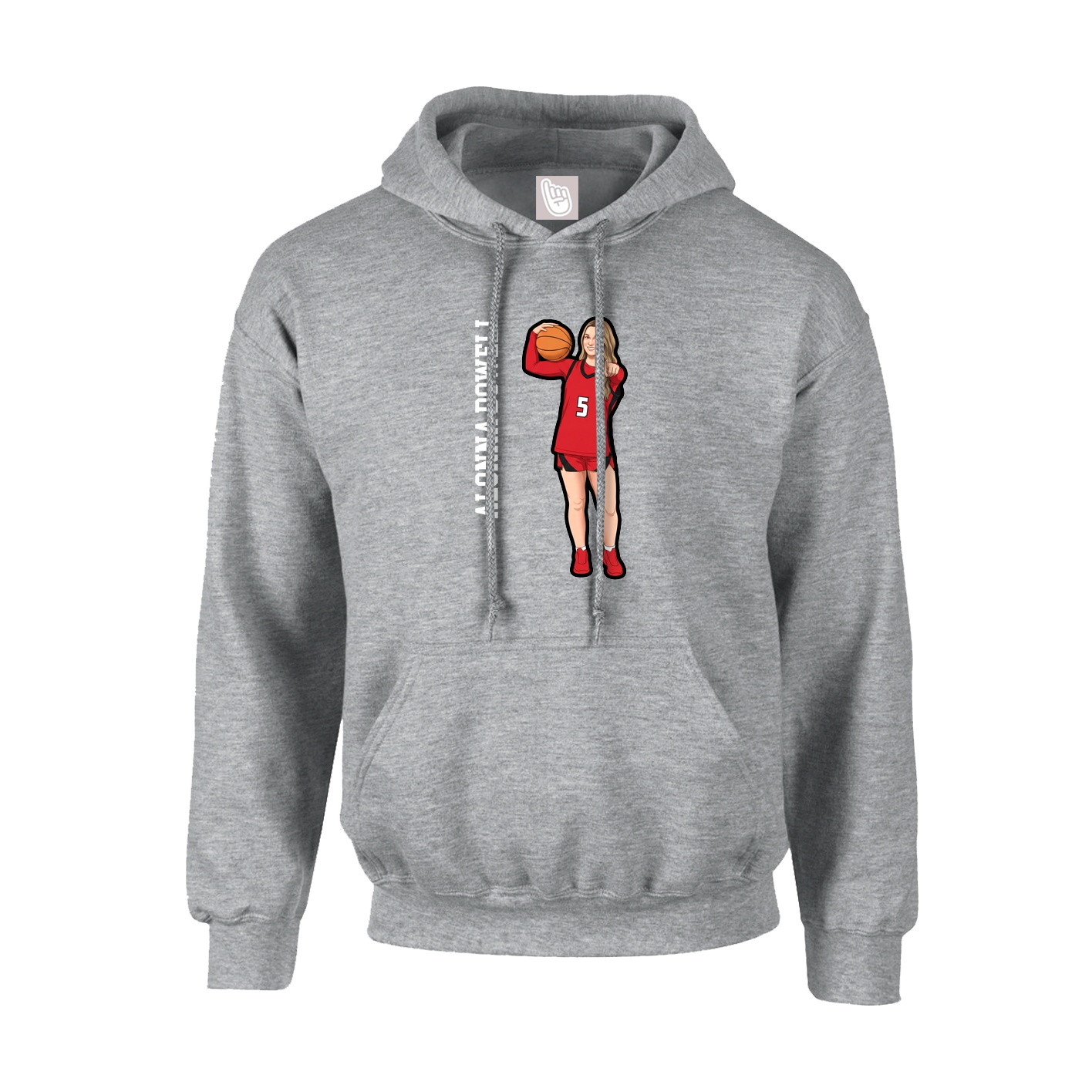 Youth Hoodie — Name Vertical in Grey