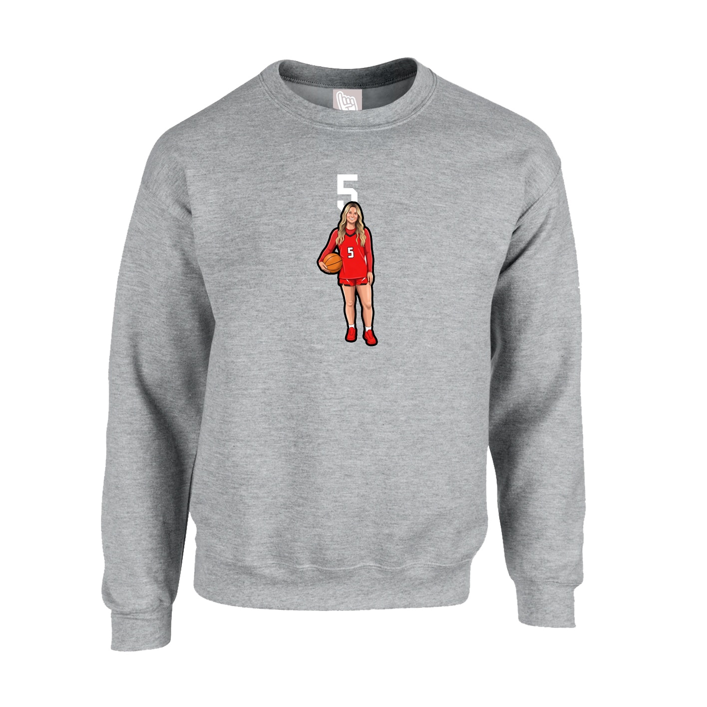 Fleece Crew — Number Top in Grey
