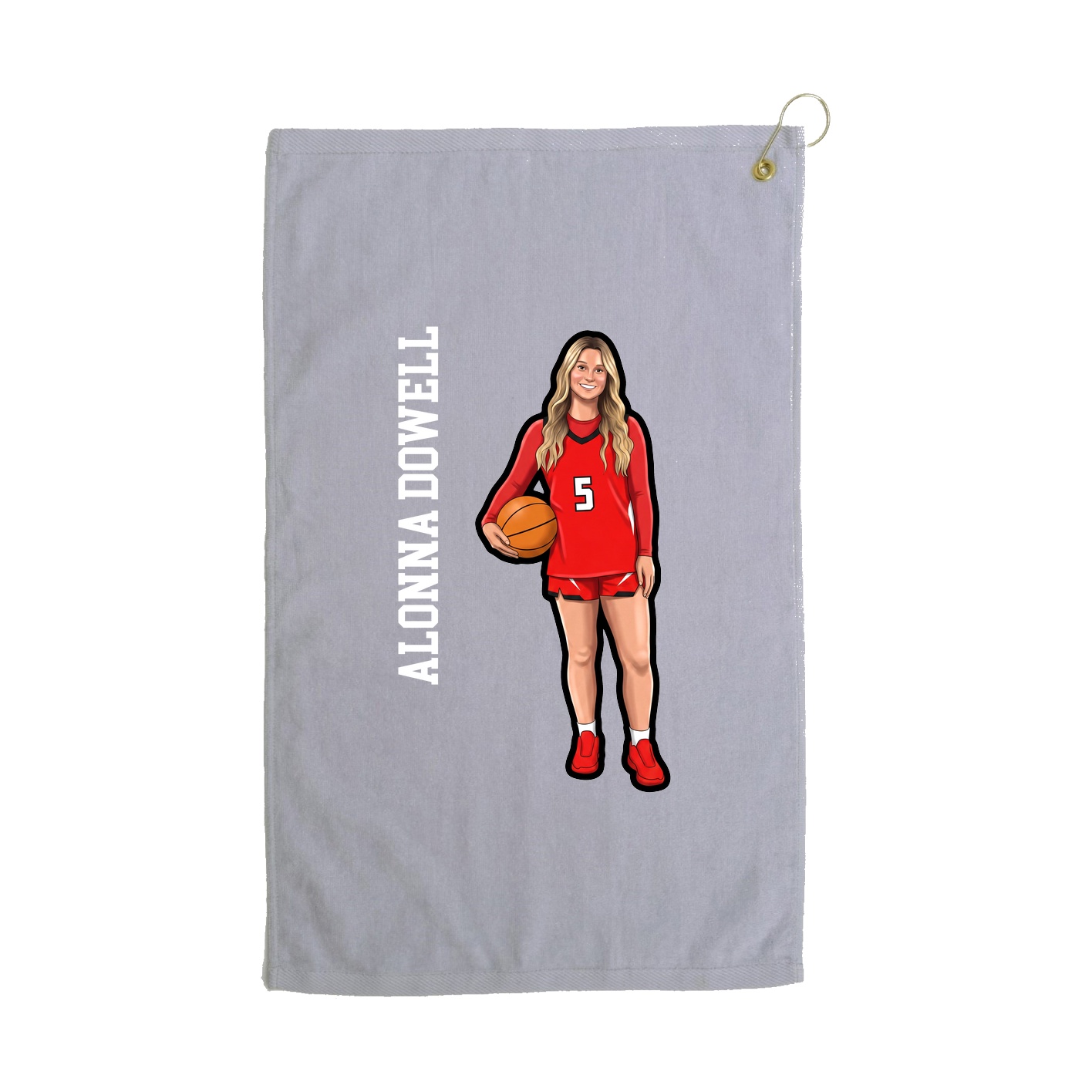 Golf Towel — Name Vertical in Grey