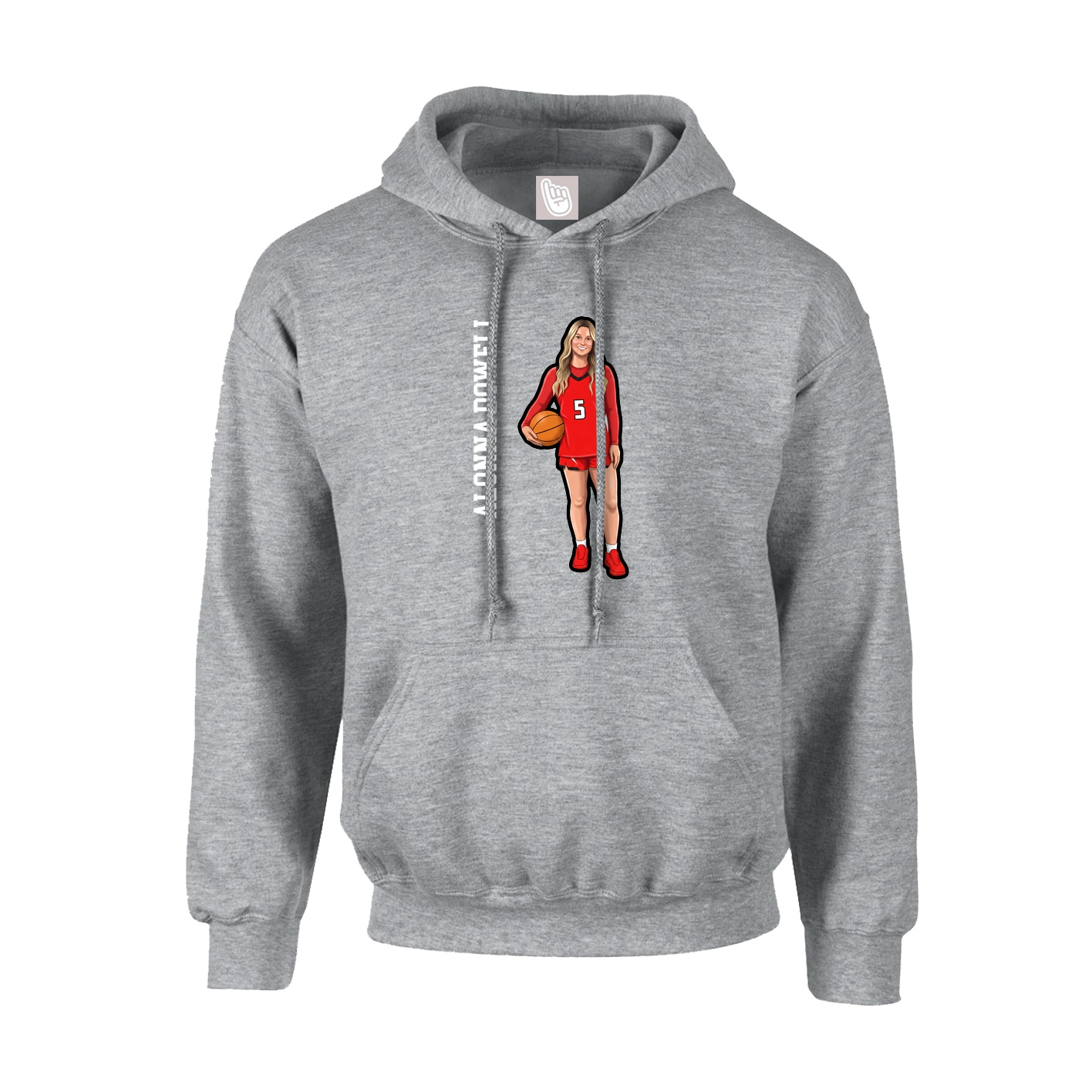 Hoodie — Name Vertical in Grey