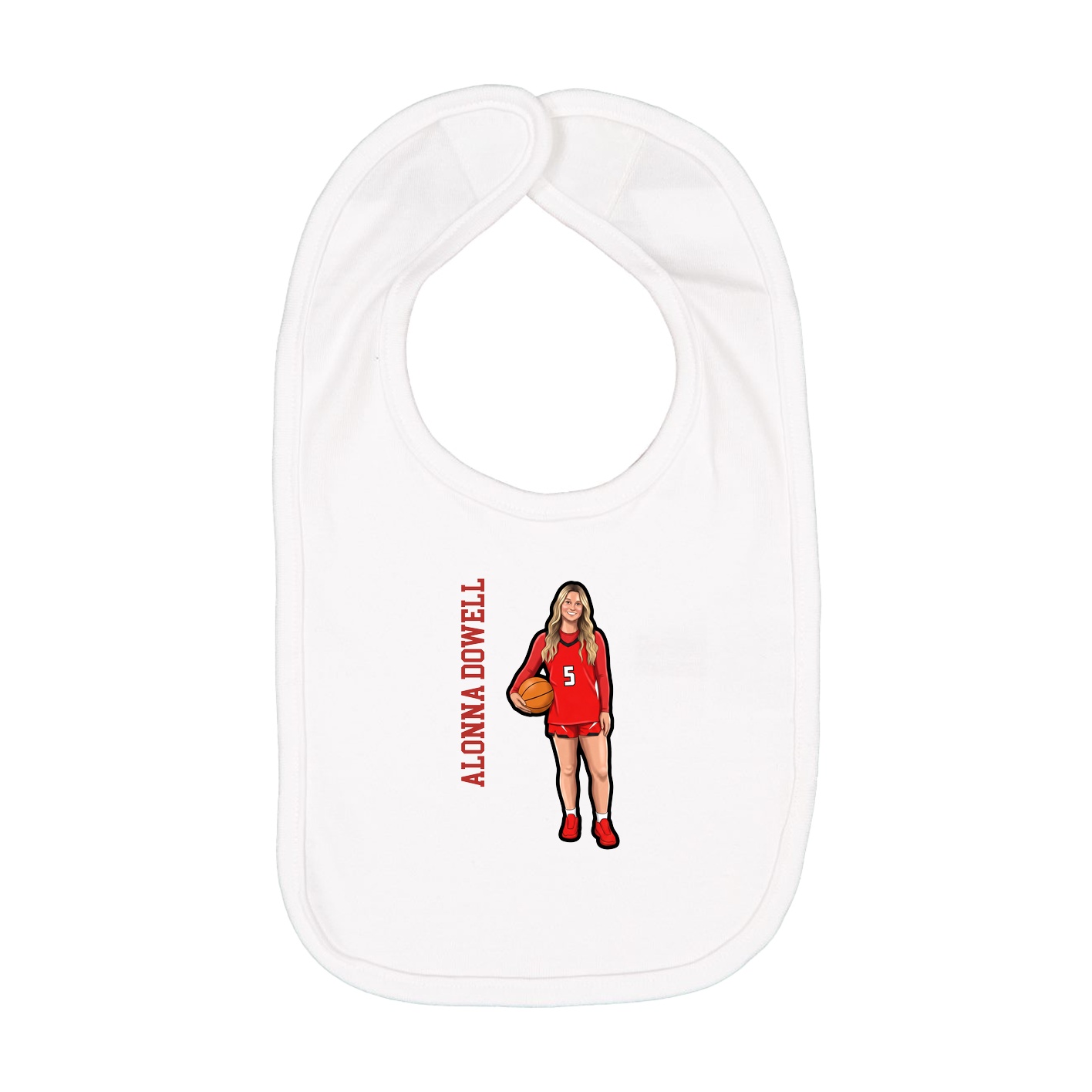 Infant Bib — Name Vertical in White