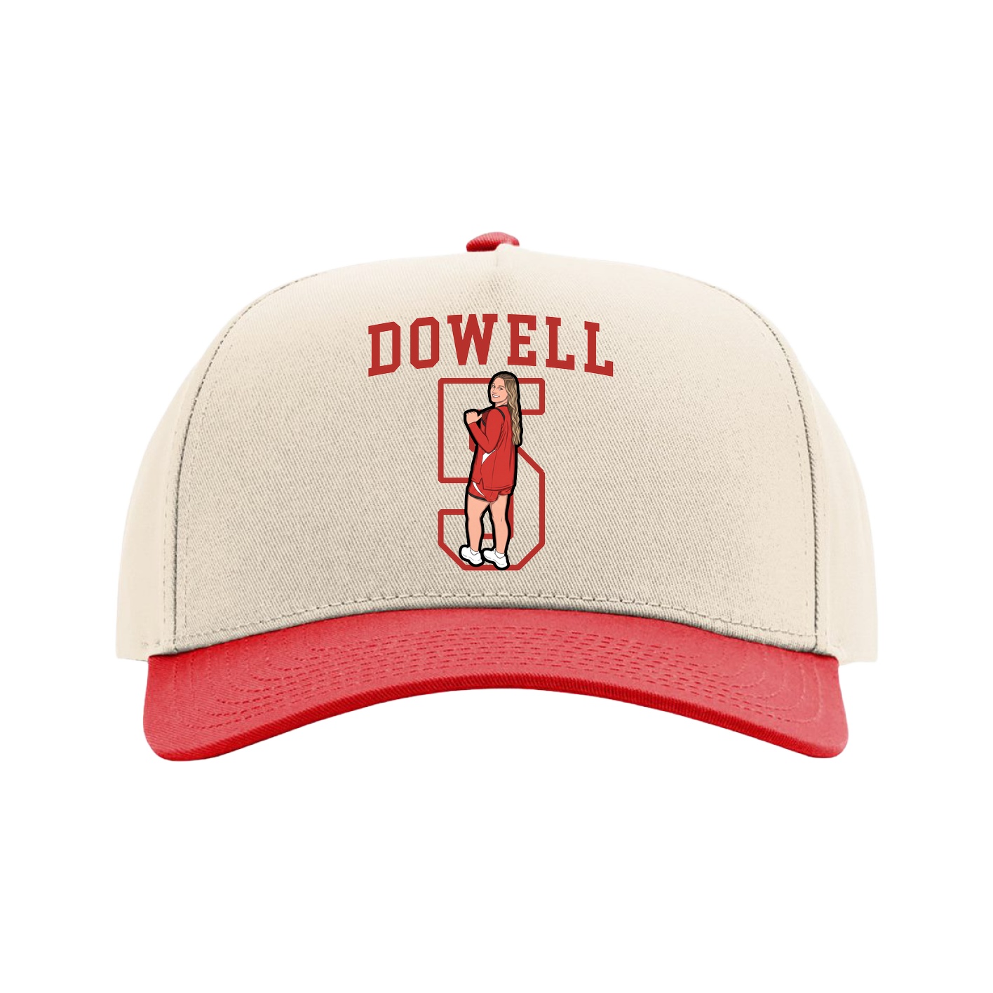 Full Fabric Five-Panel Champ Cap — Shirsey in Cream/Red