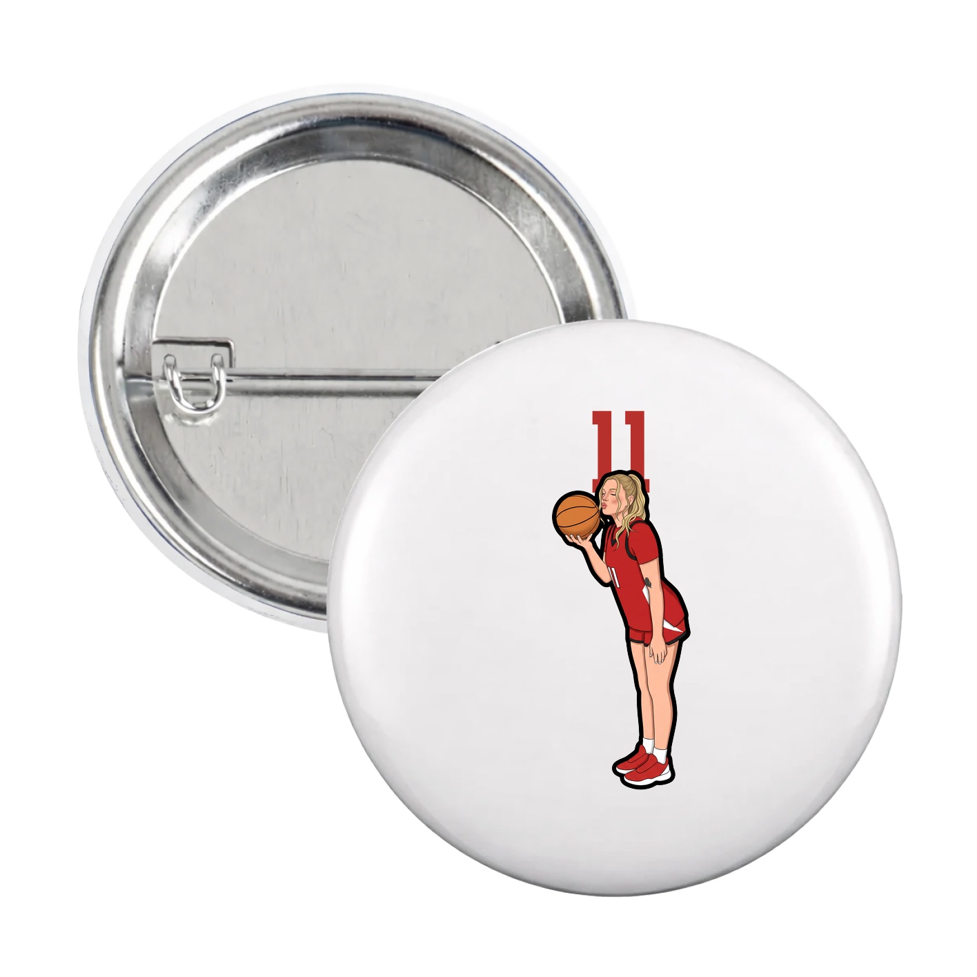 Game Day Button — Number Top in White